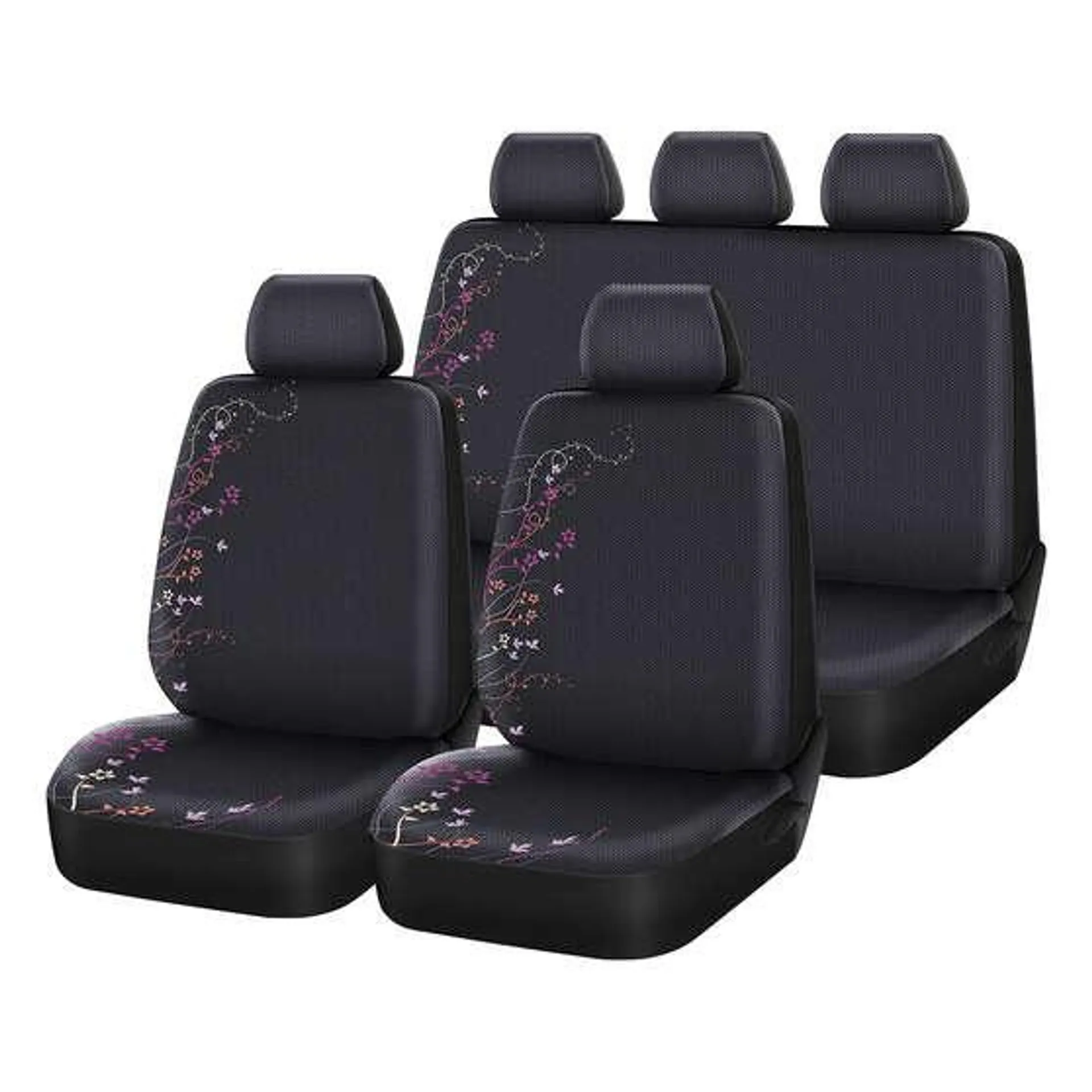 SCA Blossom Seat Cover Pack Purple/Orange Adjustable Headrests Airbag Compatible 30&06H SAB