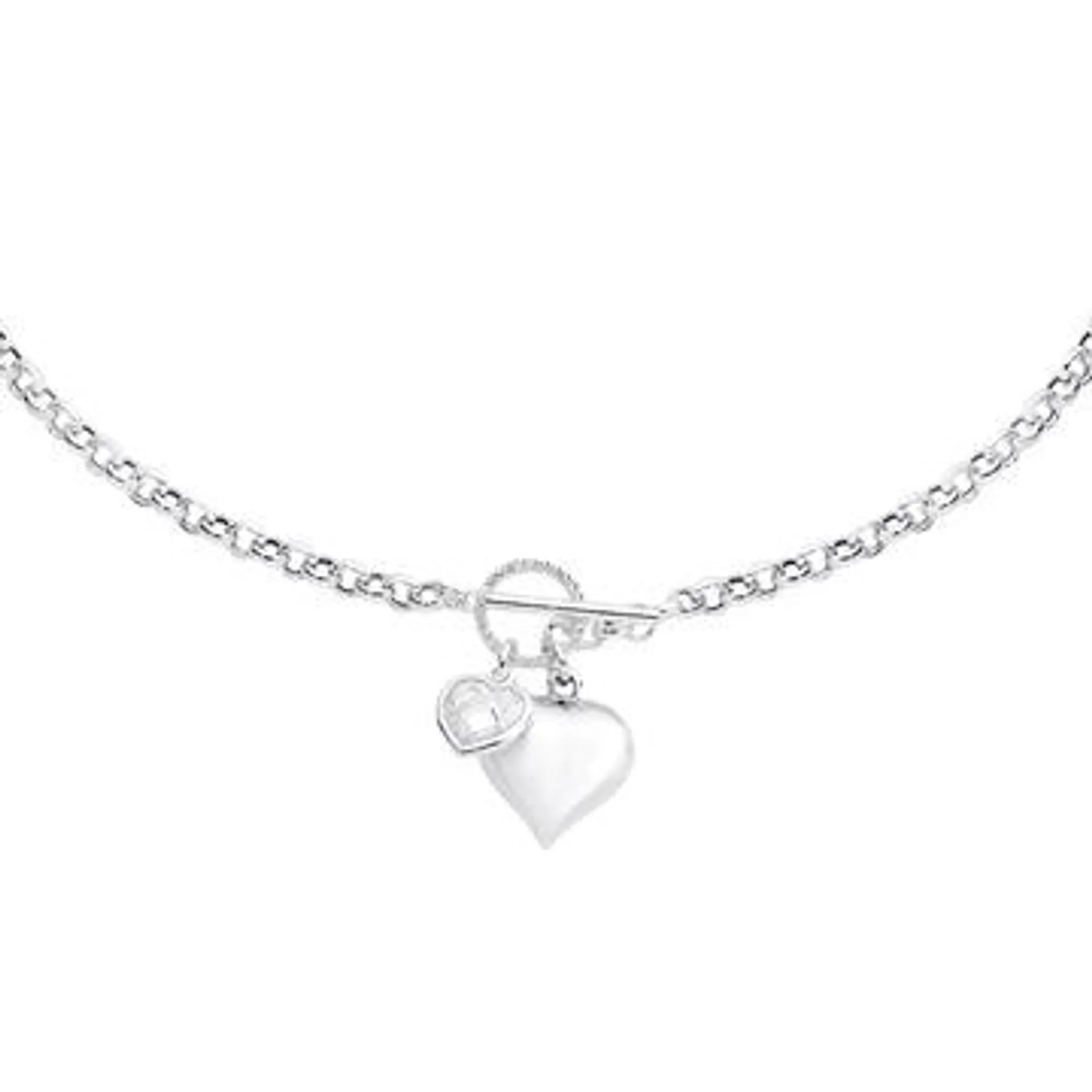 Silver 45cm Belcher FOB Necklet with CZ