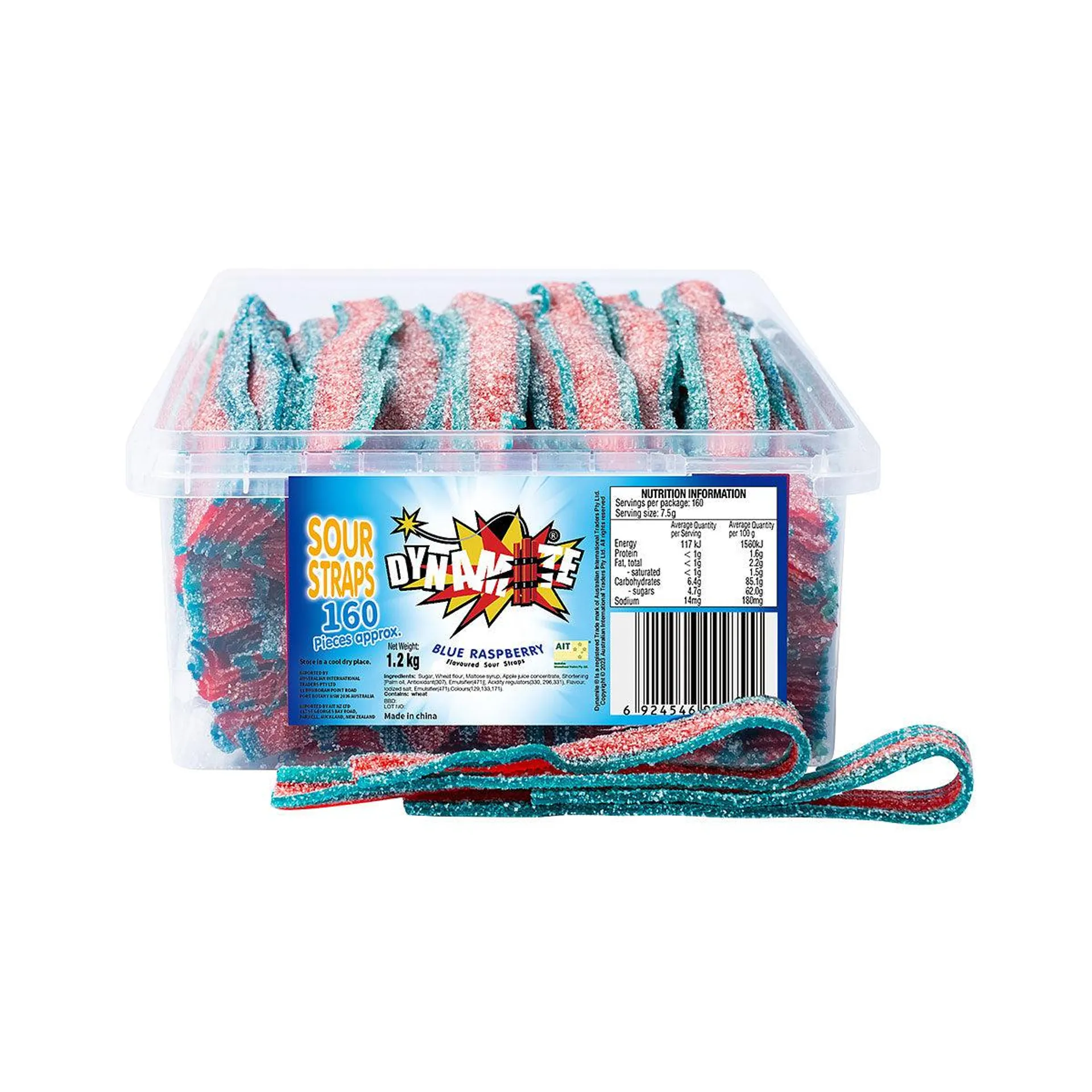 Dynamite Sour Straps Tub Blue Raspberry 1.2kg