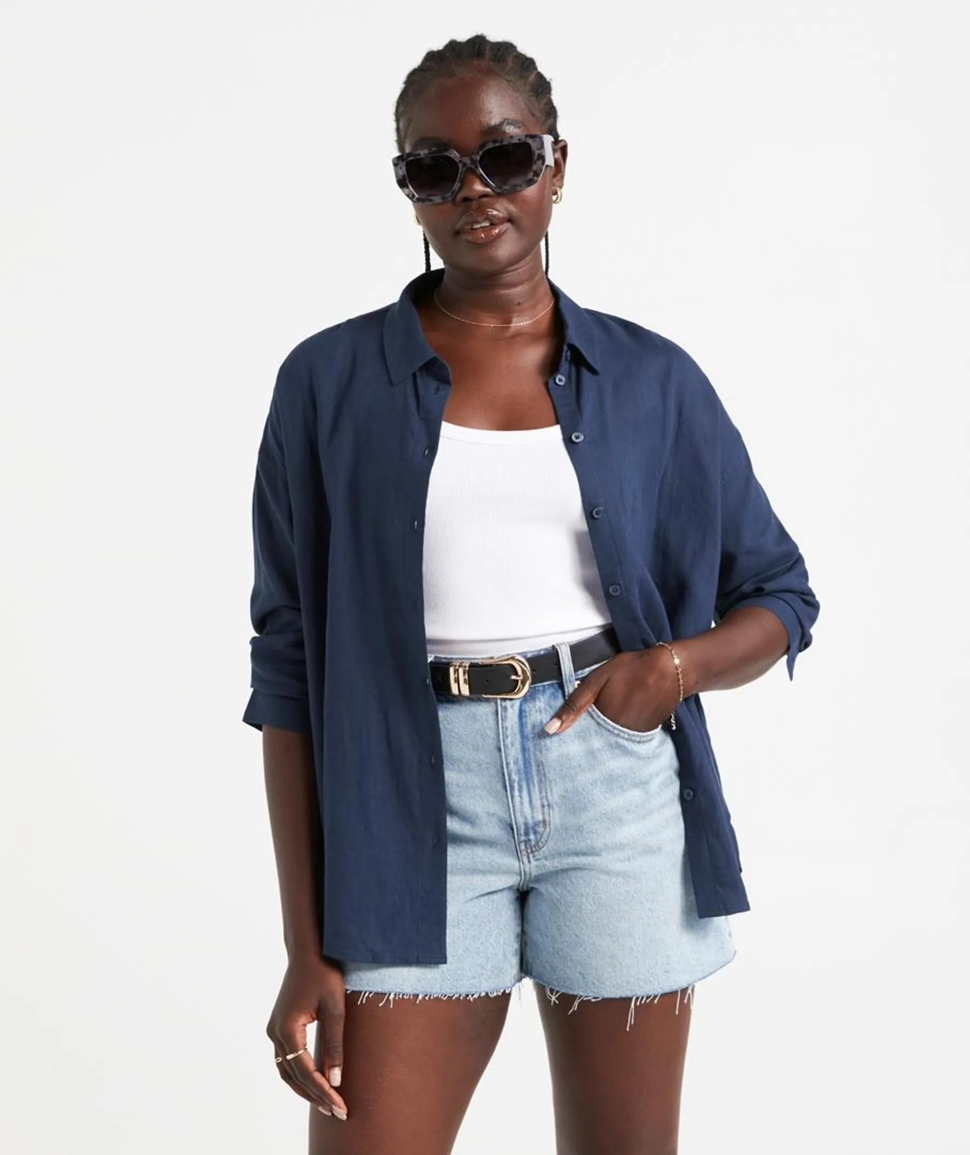 THE LINEN BLEND OVERSIZED SHIRT