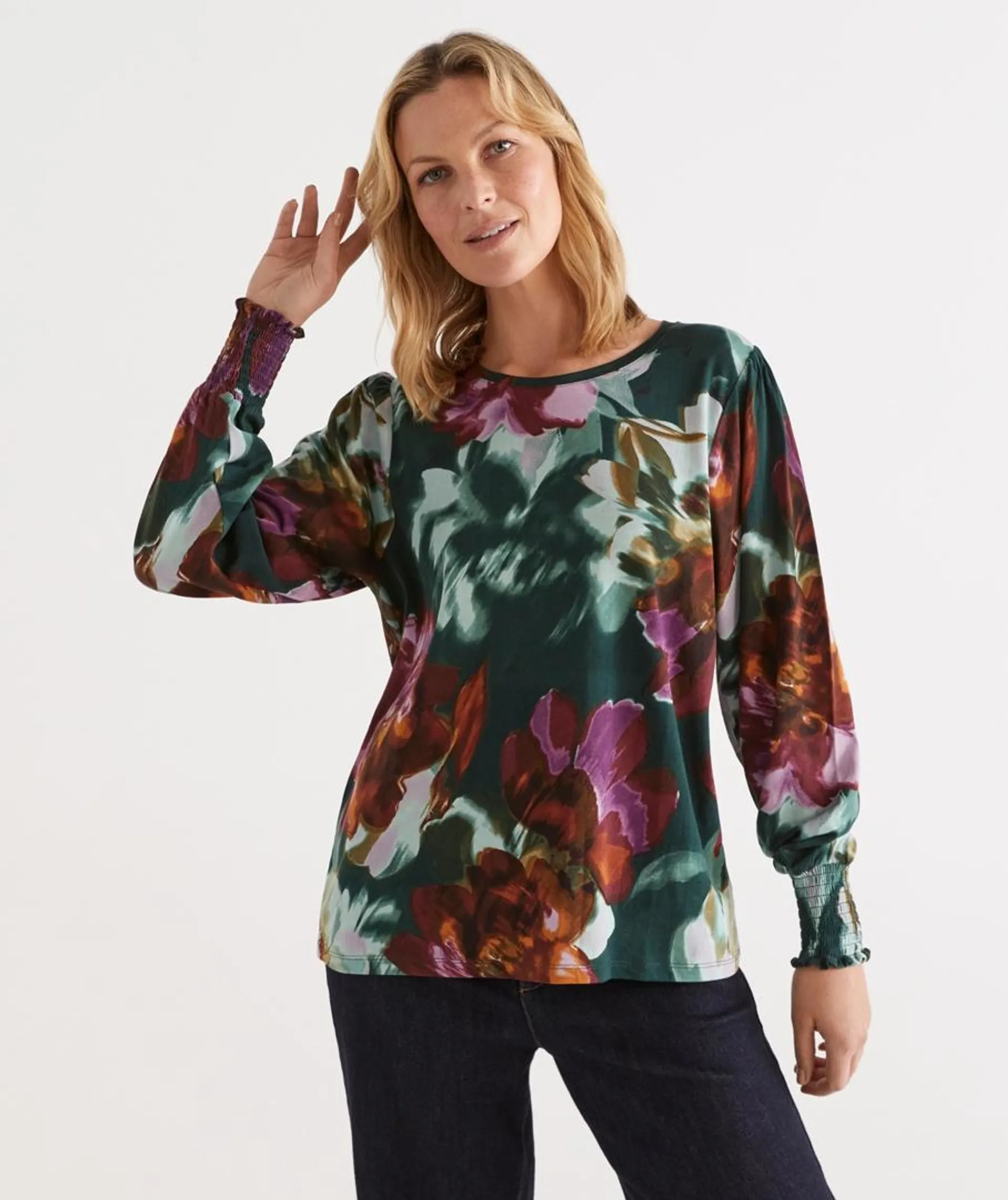 Blurred Floral Print Top