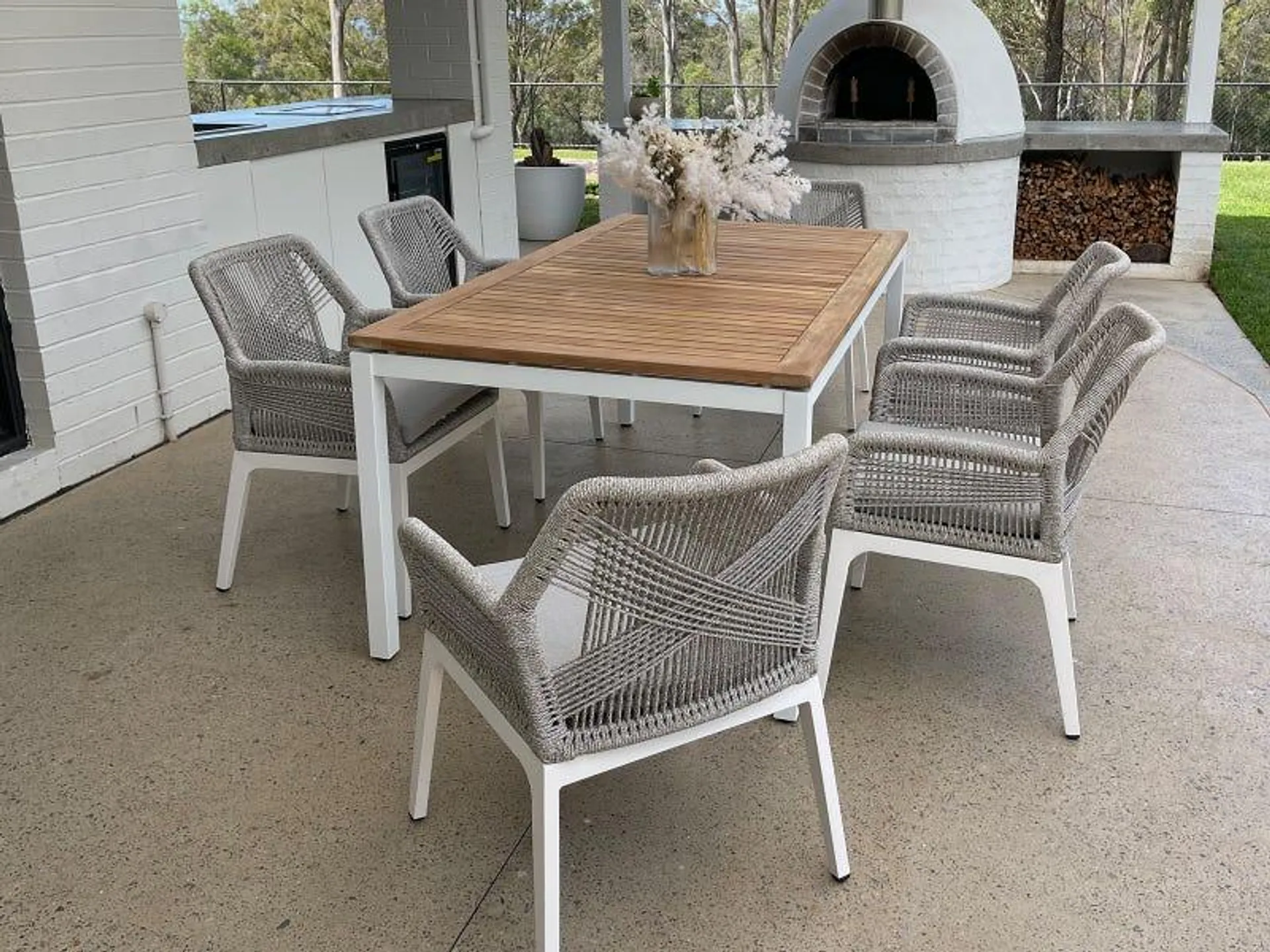 Barcelona Table with Serang Chairs 7pc Outdoor Dining Setting