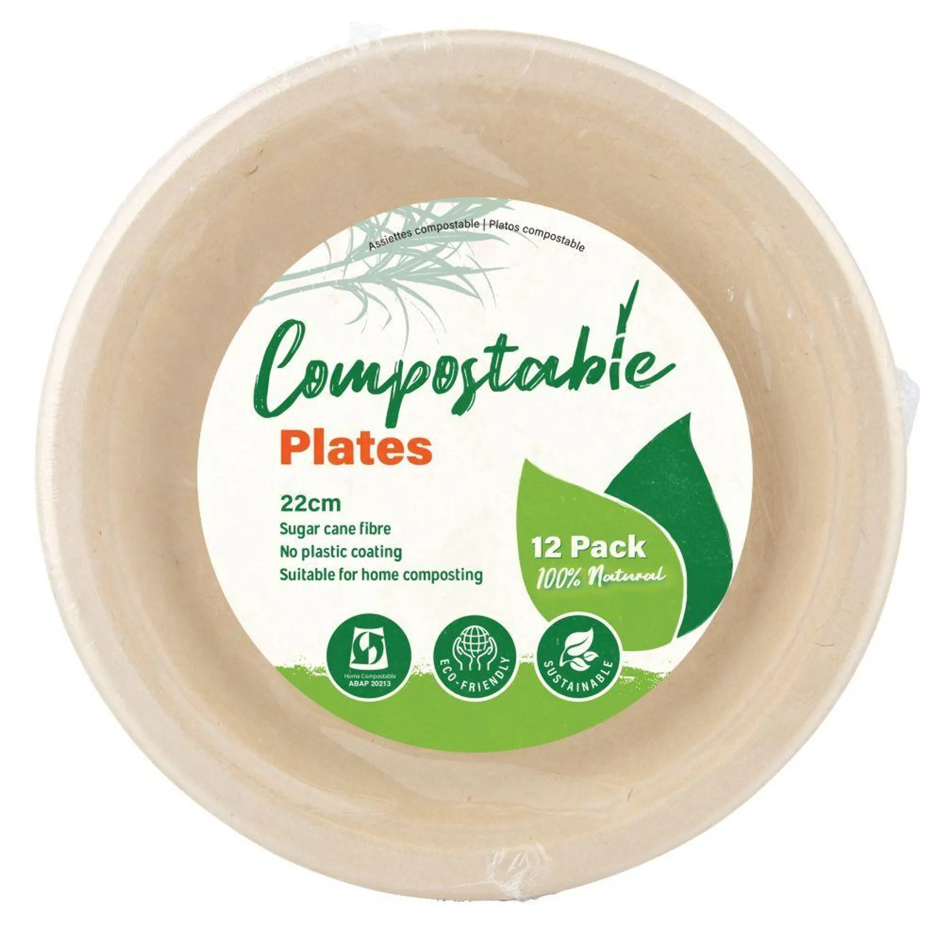 Compostable Plates 12Pk 22Cm