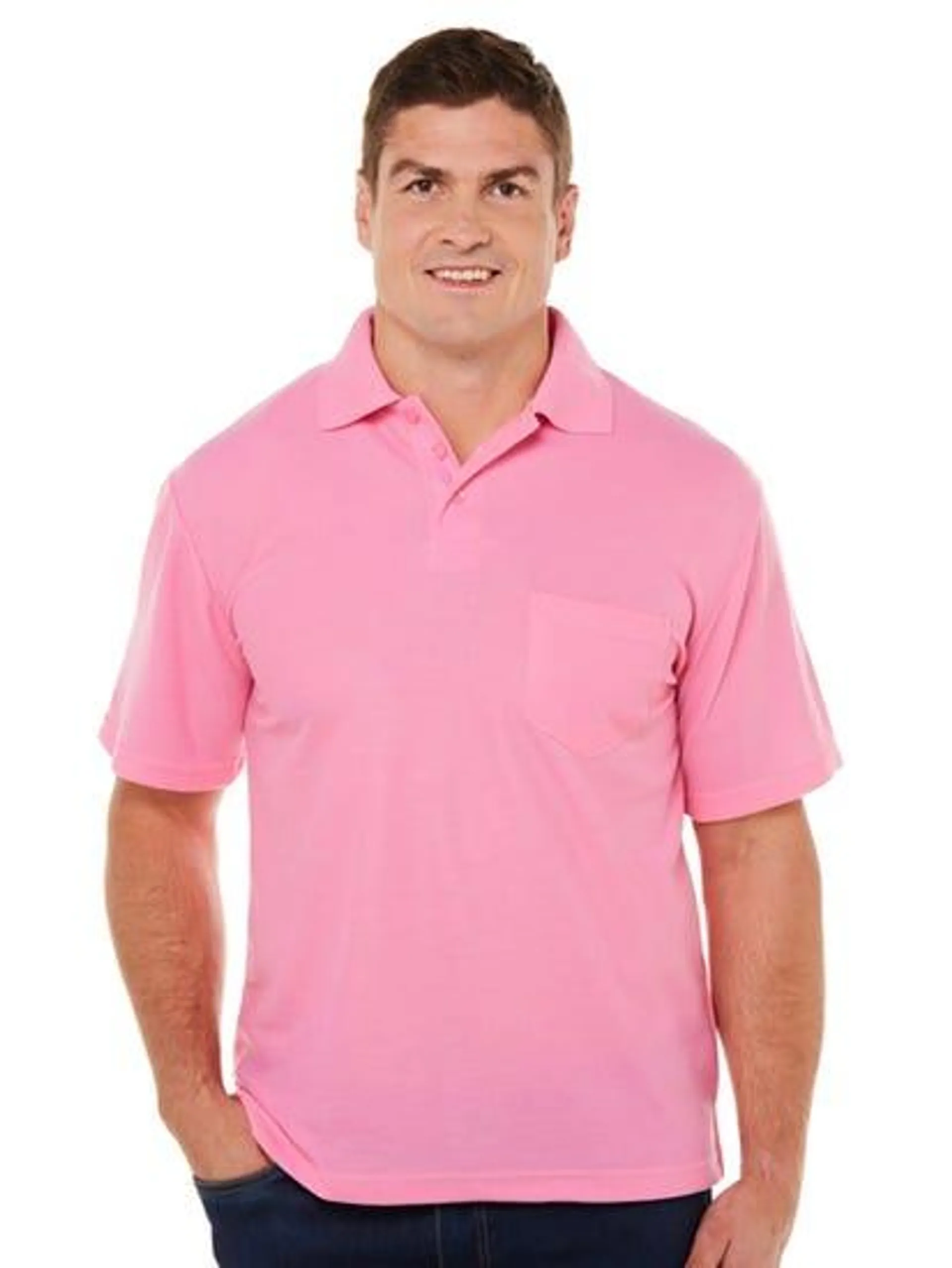 Lowes Basic Plain Pink Polo Top With Pocket