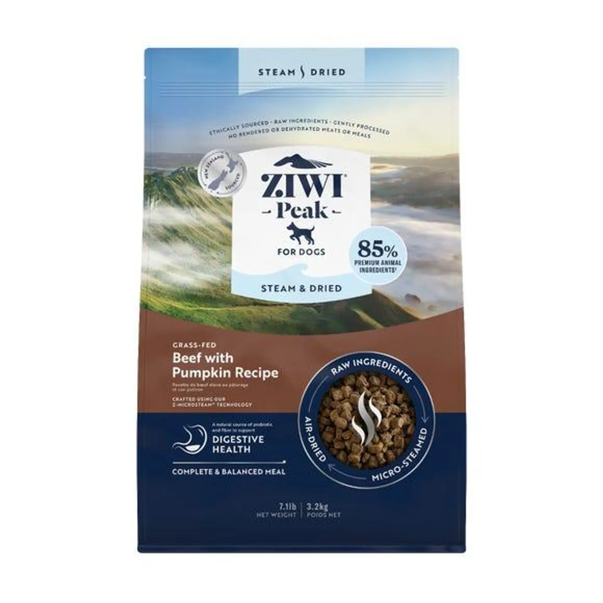 3.2kg Ziwi Peak Steam & Dried Dog Grass-fed Beef with Pumpkin