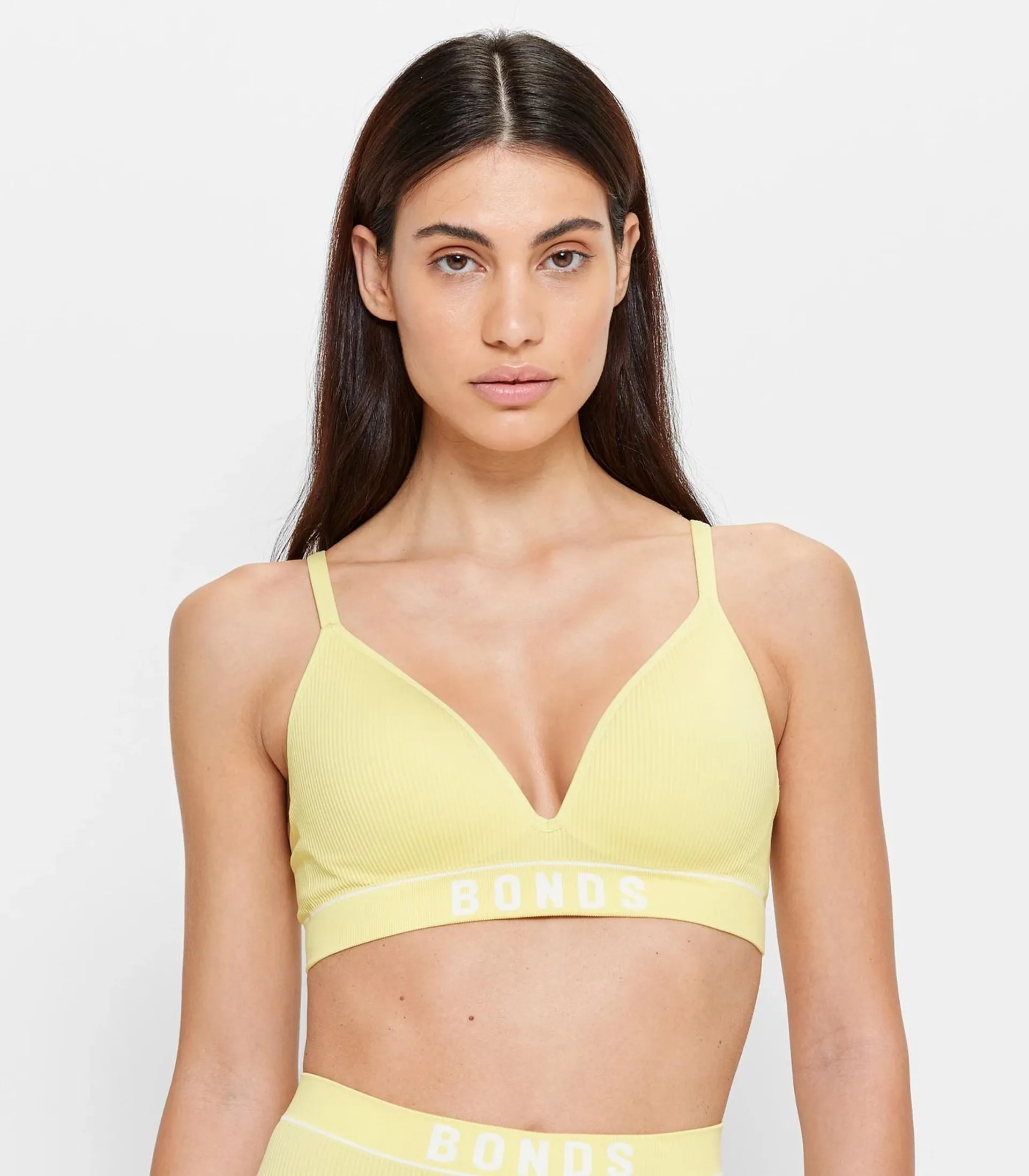 Retro Rib T-Shirt Crop Bra - Bonds - Green Lemon