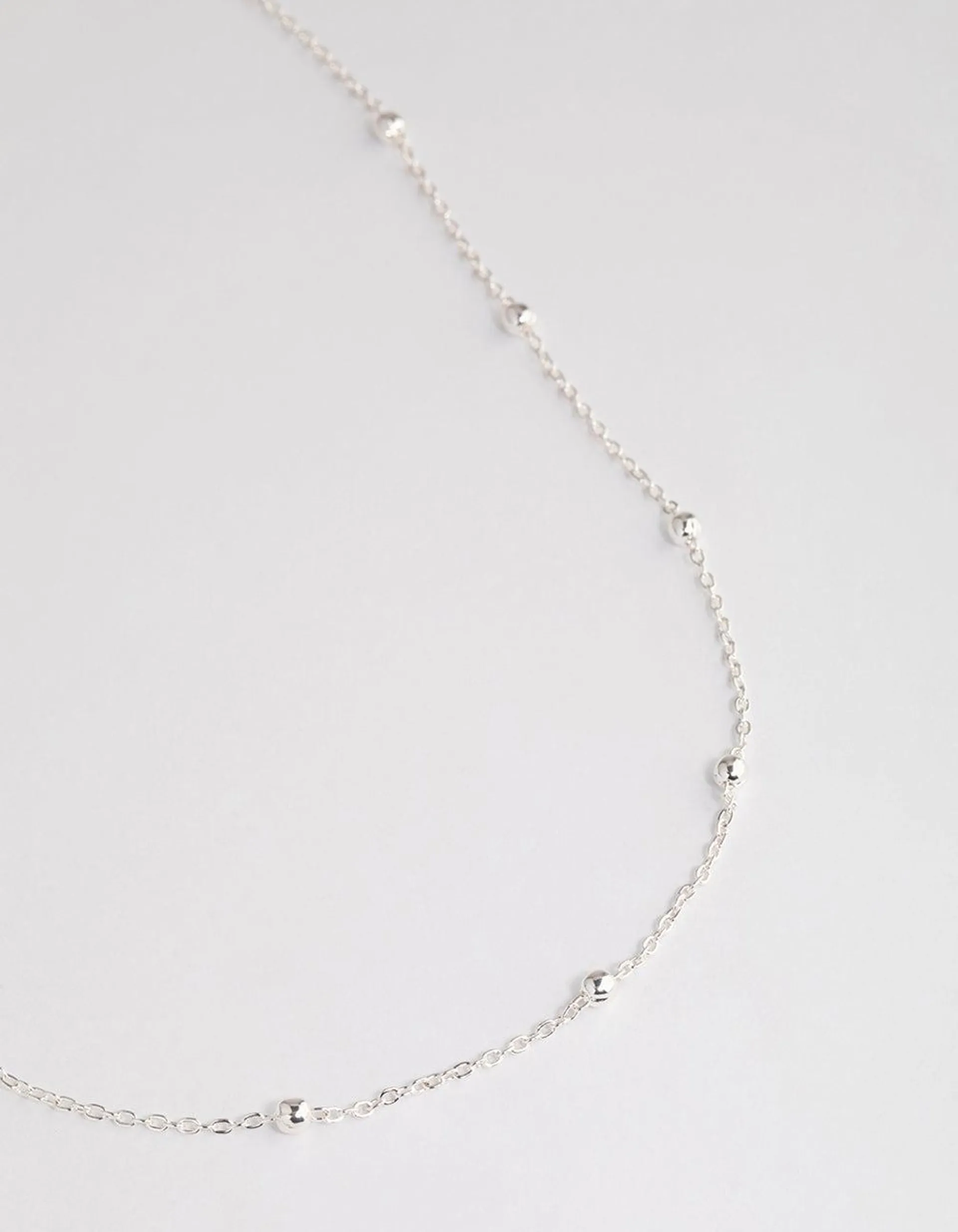 Silver Station Bead Chain Necklace