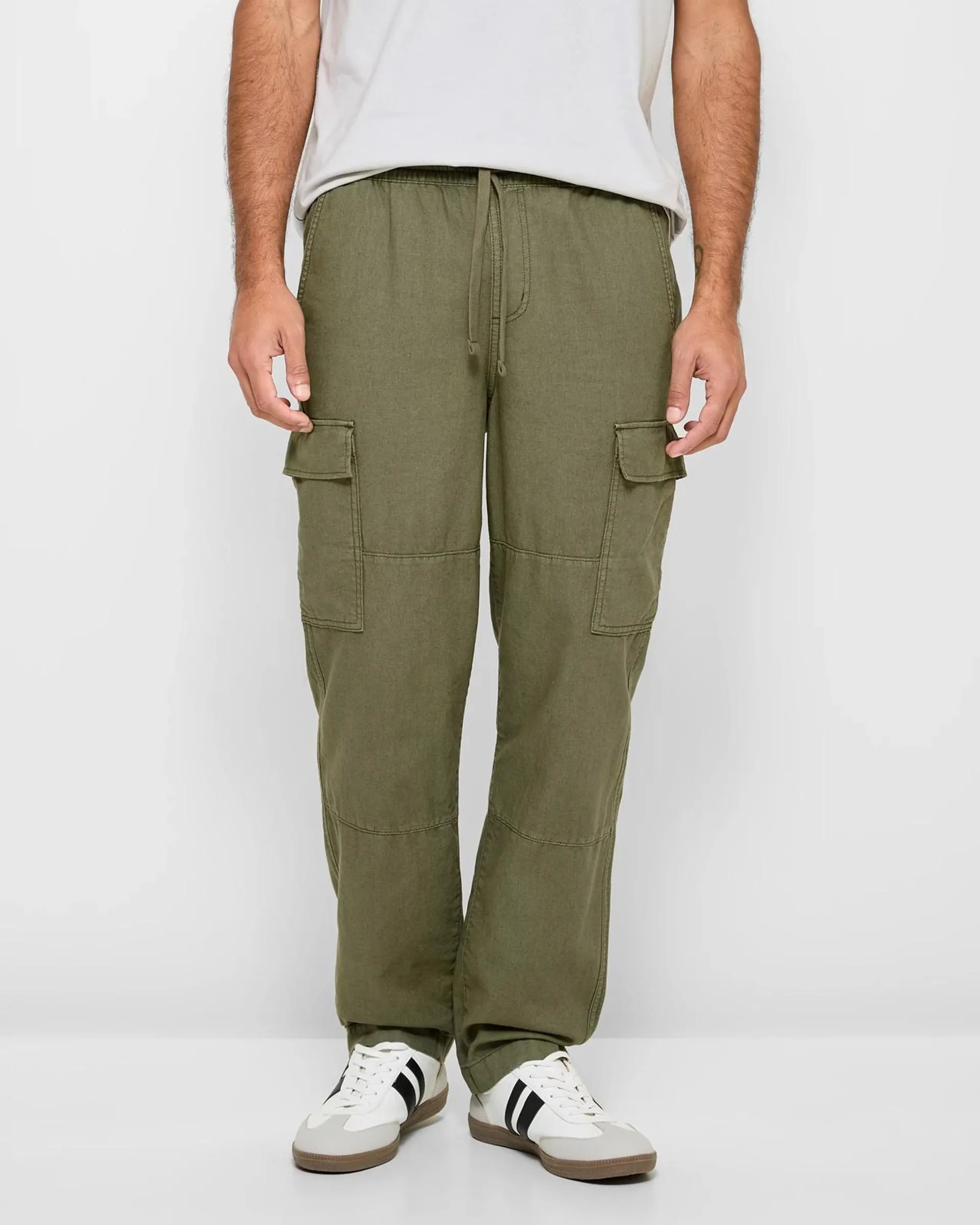 Linen Blend Cargo Pants