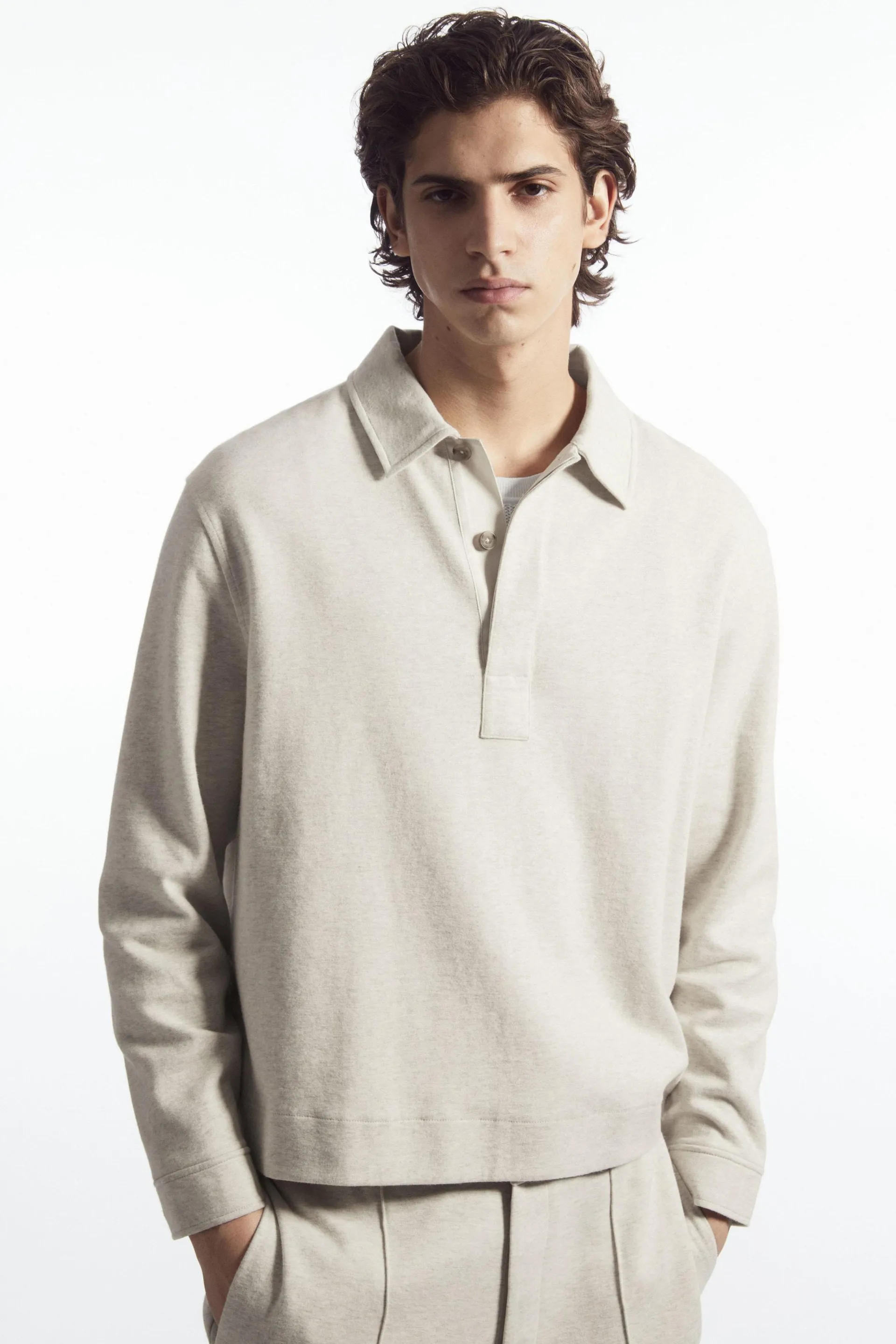 LONG-SLEEVED JERSEY POLO SHIRT