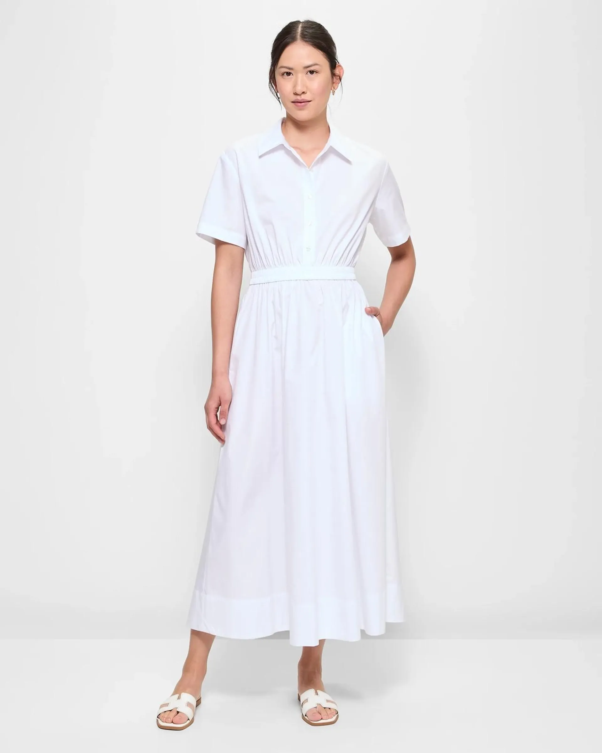 Australian Cotton Midi Shirt Dress - Preview