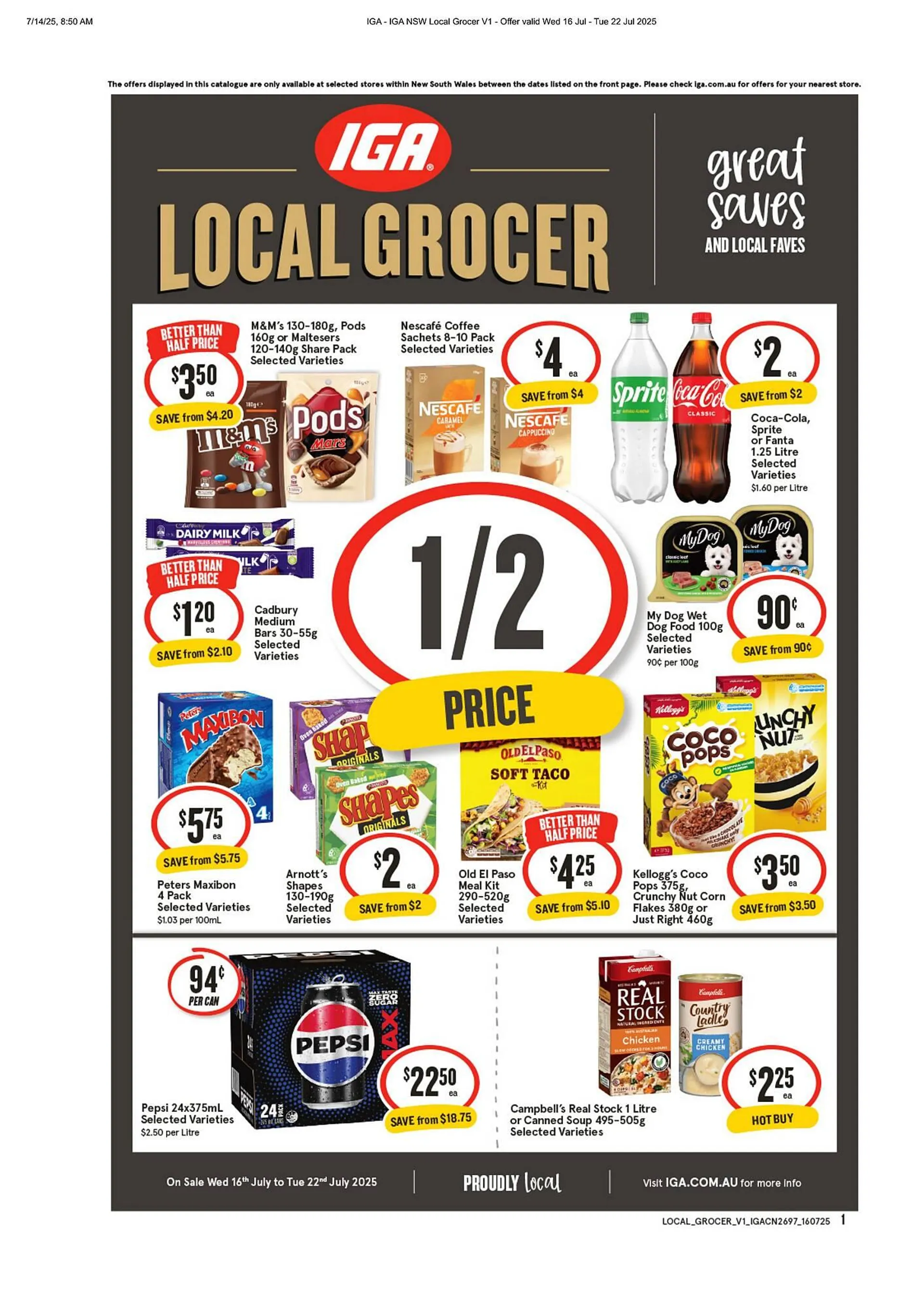 IGA catalogue - Catalogue valid from 16 July to 22 July 2025 - page 1