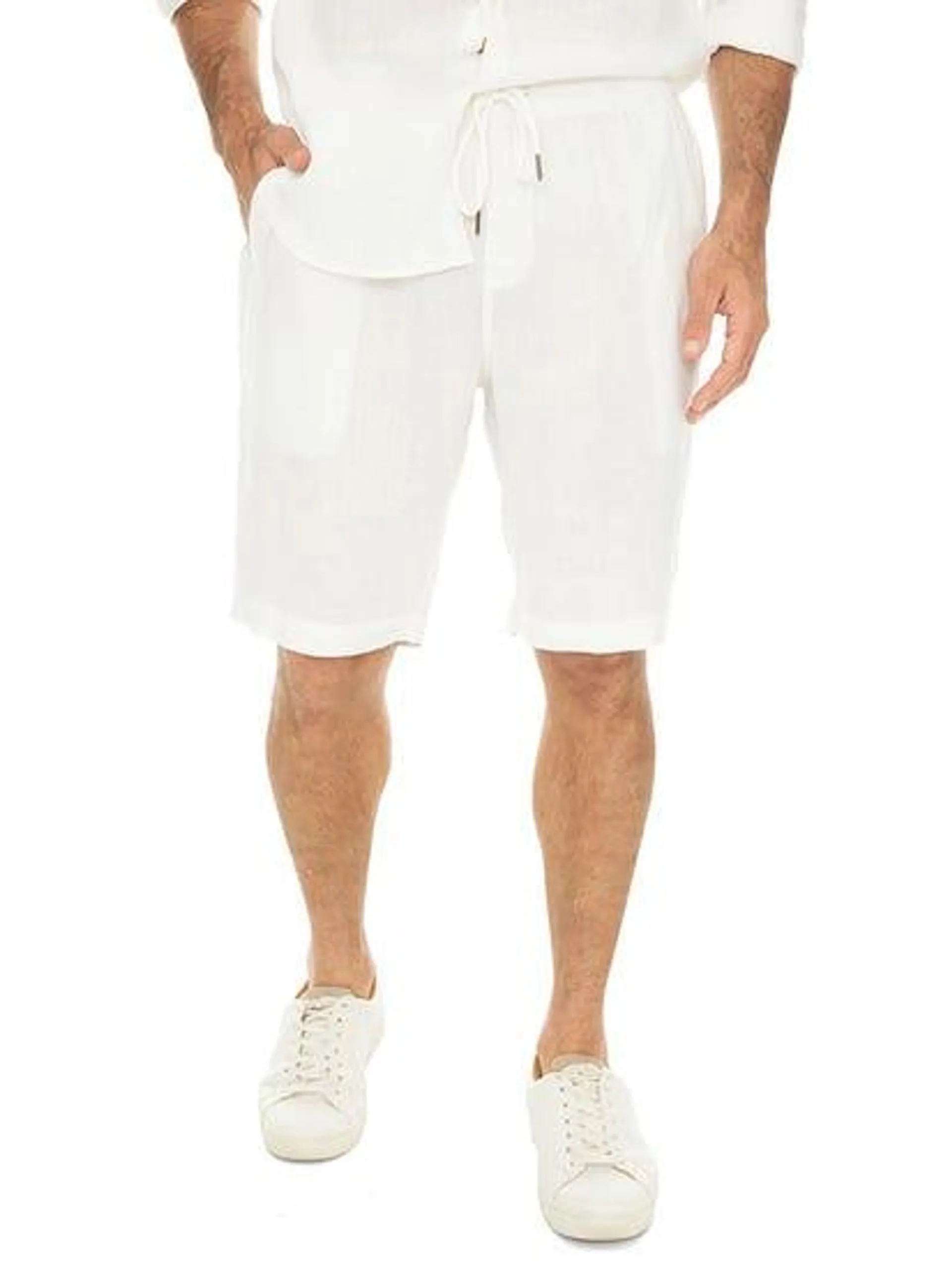 Riley Adams White Linen Shorts