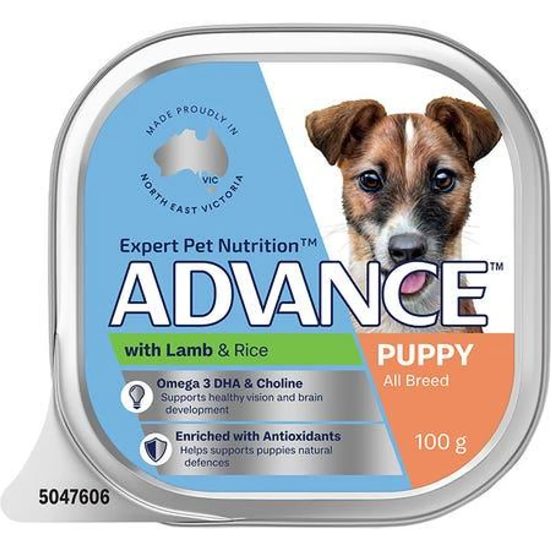 ADVANCE Puppy All Breed Wet Dog Food Lamb with Rice 12x100g Trays