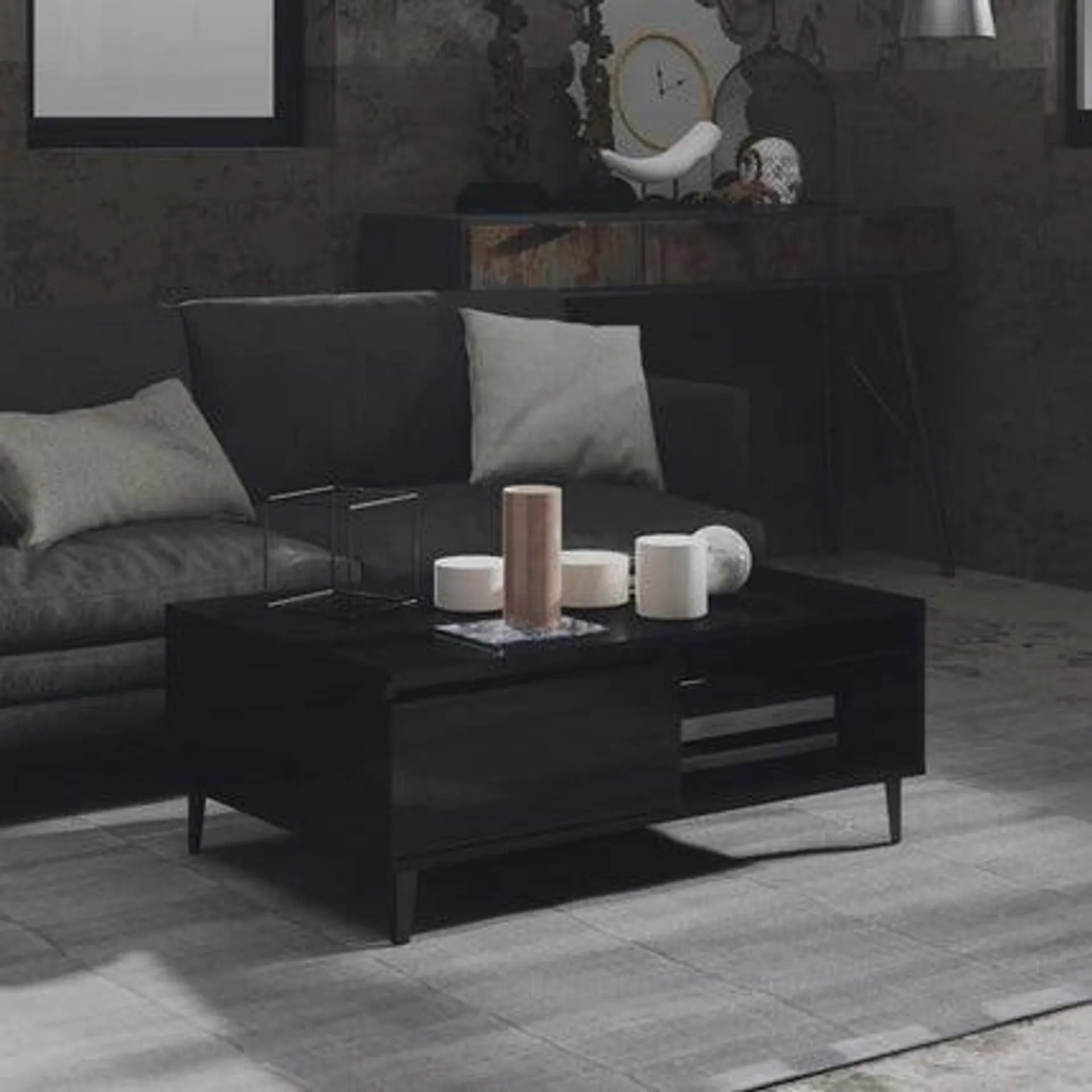 vidaXL Coffee Table High Gloss Black 90x60x35 cm Chipboard