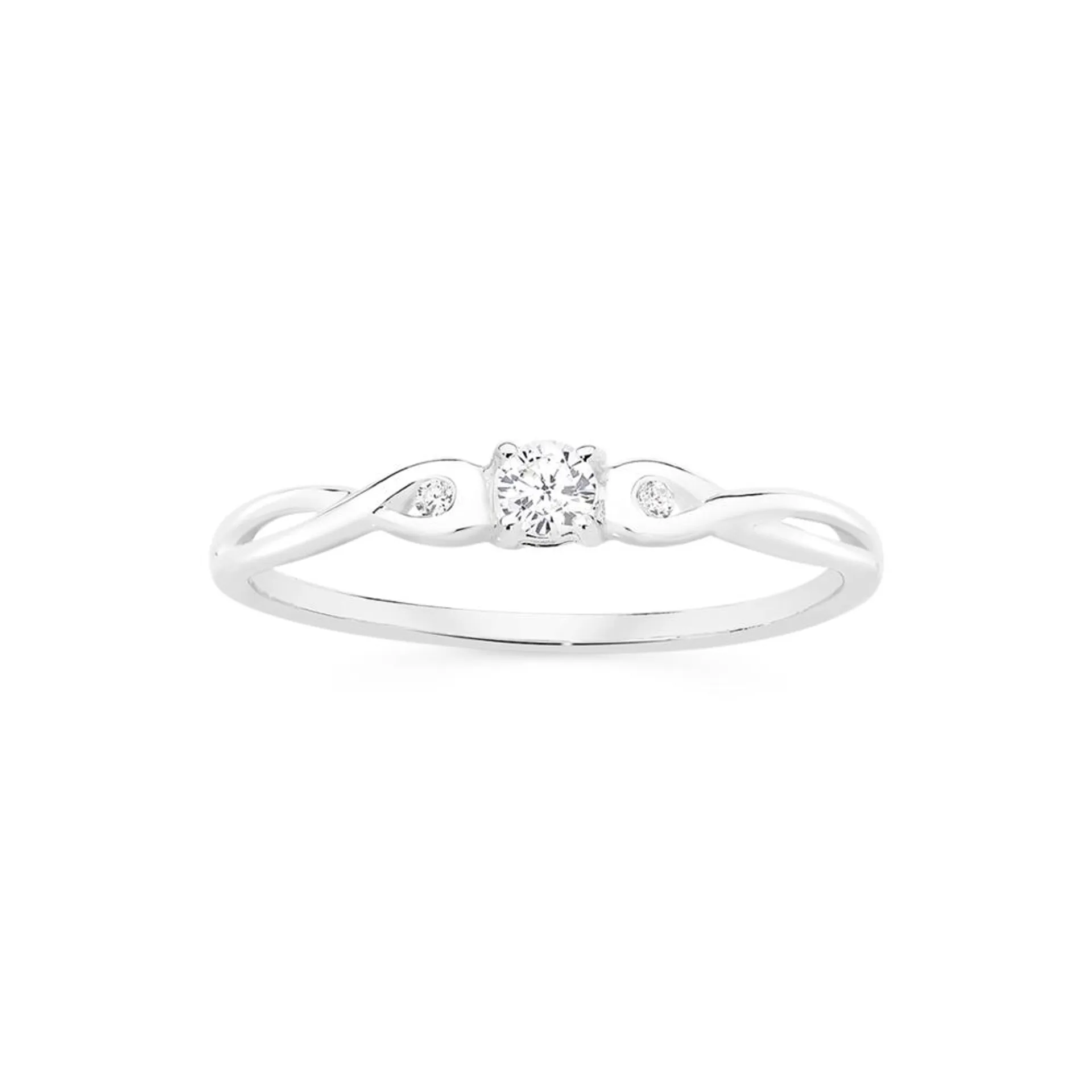 Silver Fine 3 CZ Friendship Ring