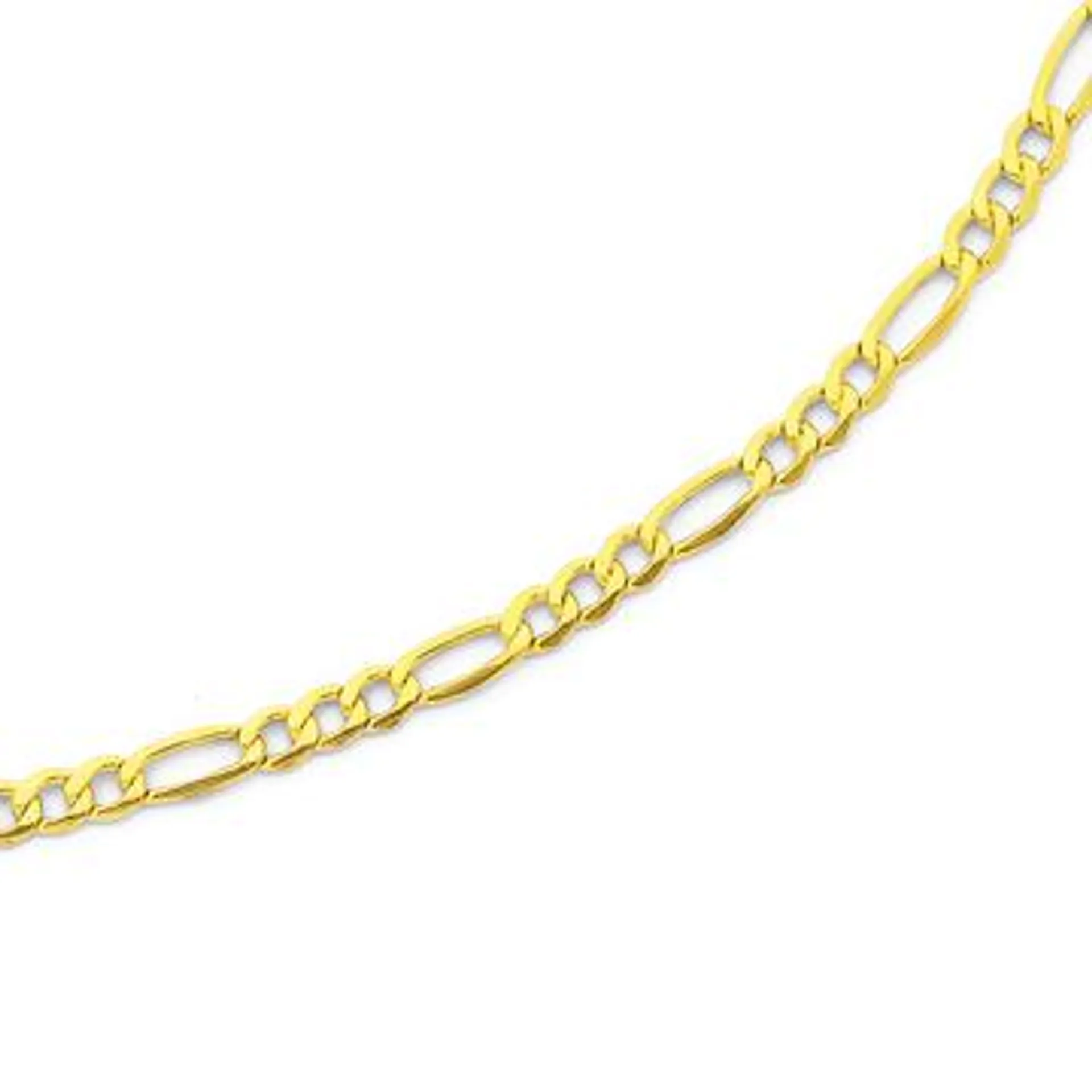 9ct Gold 25cm Figaro 3+1 Anklet