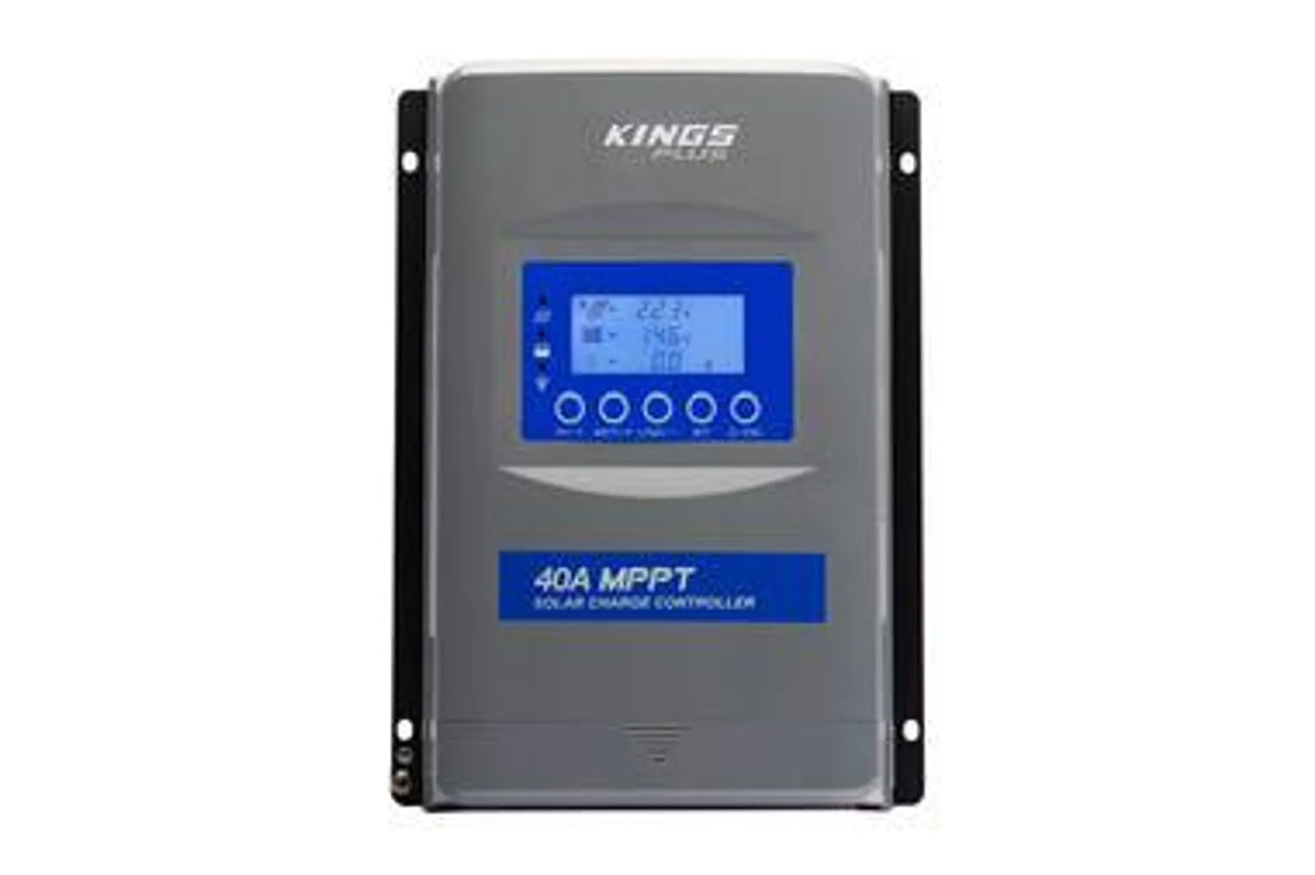 Kings Plus Premium 40 AMP MPPT Solar Regulator | Lithium & AGM Compatible | Digital Display with Volts, Amps and Watts | Inc. Two Quick-Connect Plugs