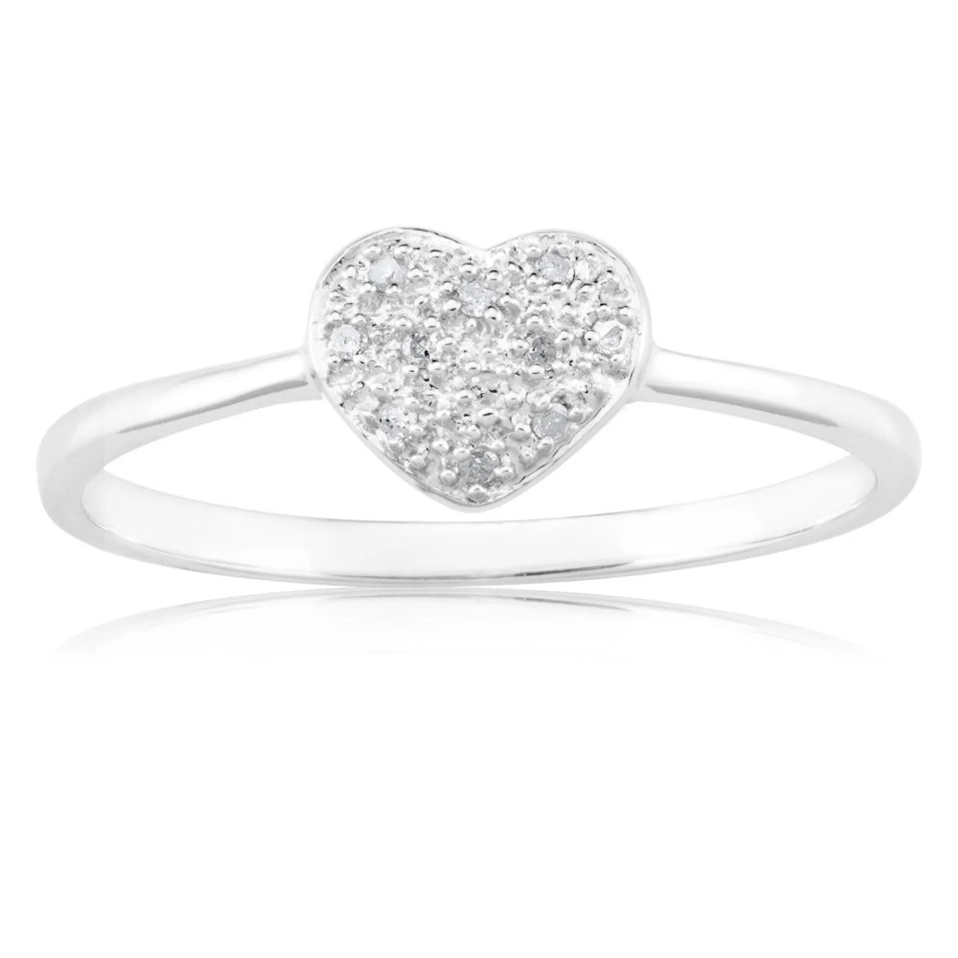 Sterling Silver Heart Diamond Ring