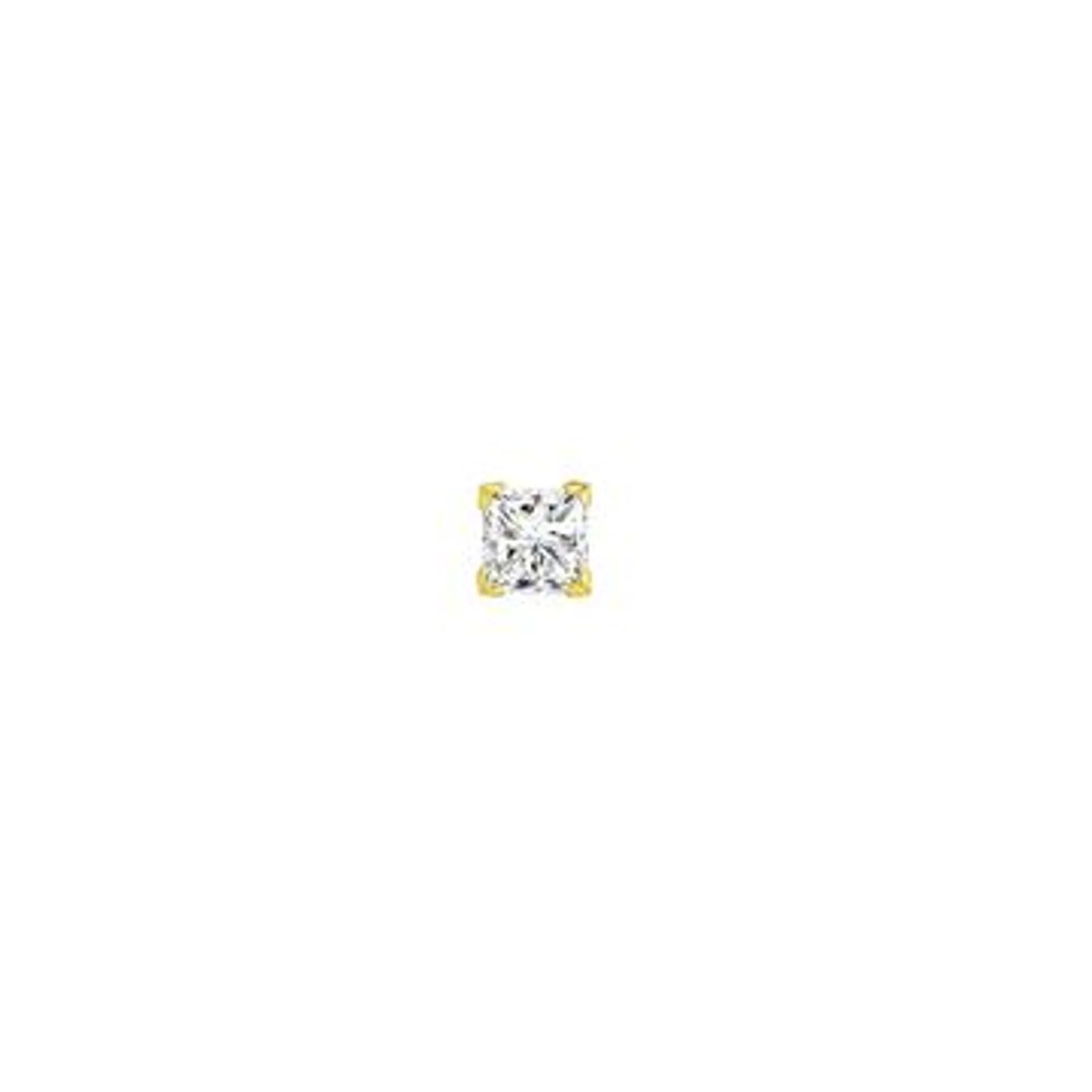 9ct Gold, 6mm Square Cubic Zirconia Single Stud Earring