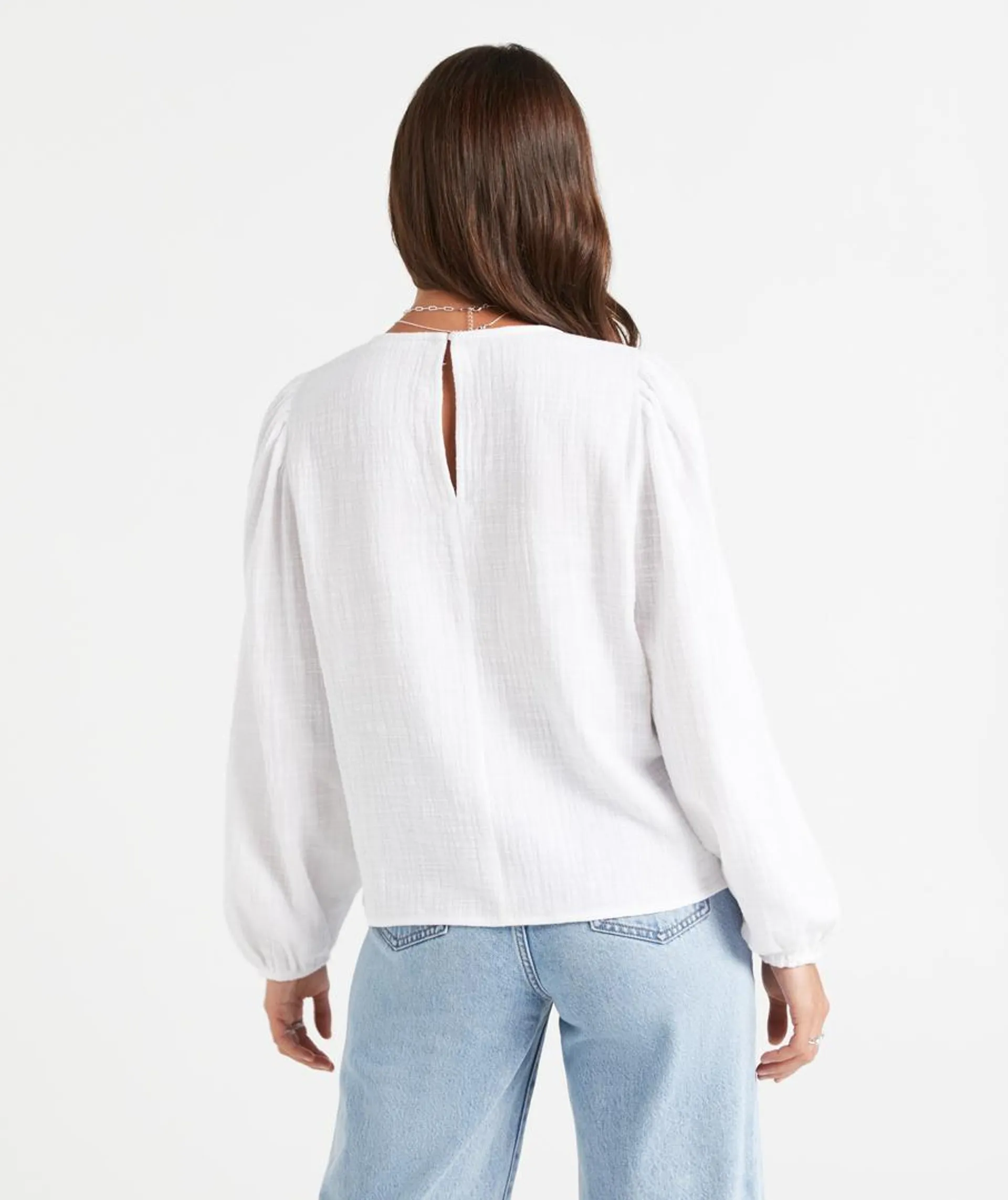 LEAH LINEN BLEND CROPPED SHIRT