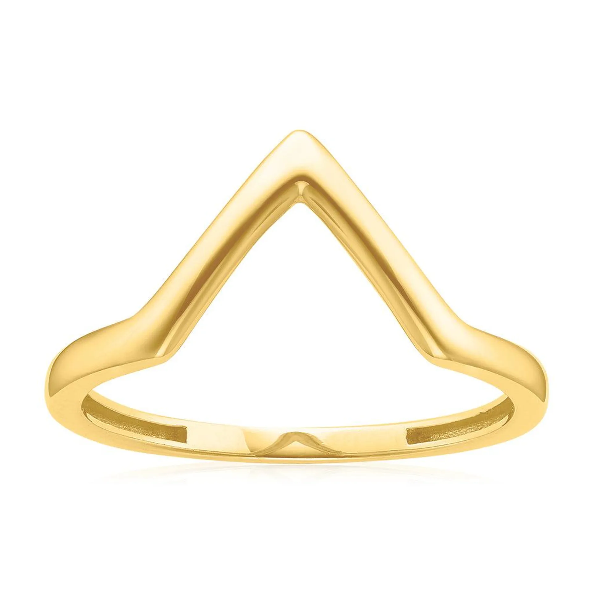 9ct Yellow Gold Geometrical 'V' Ring