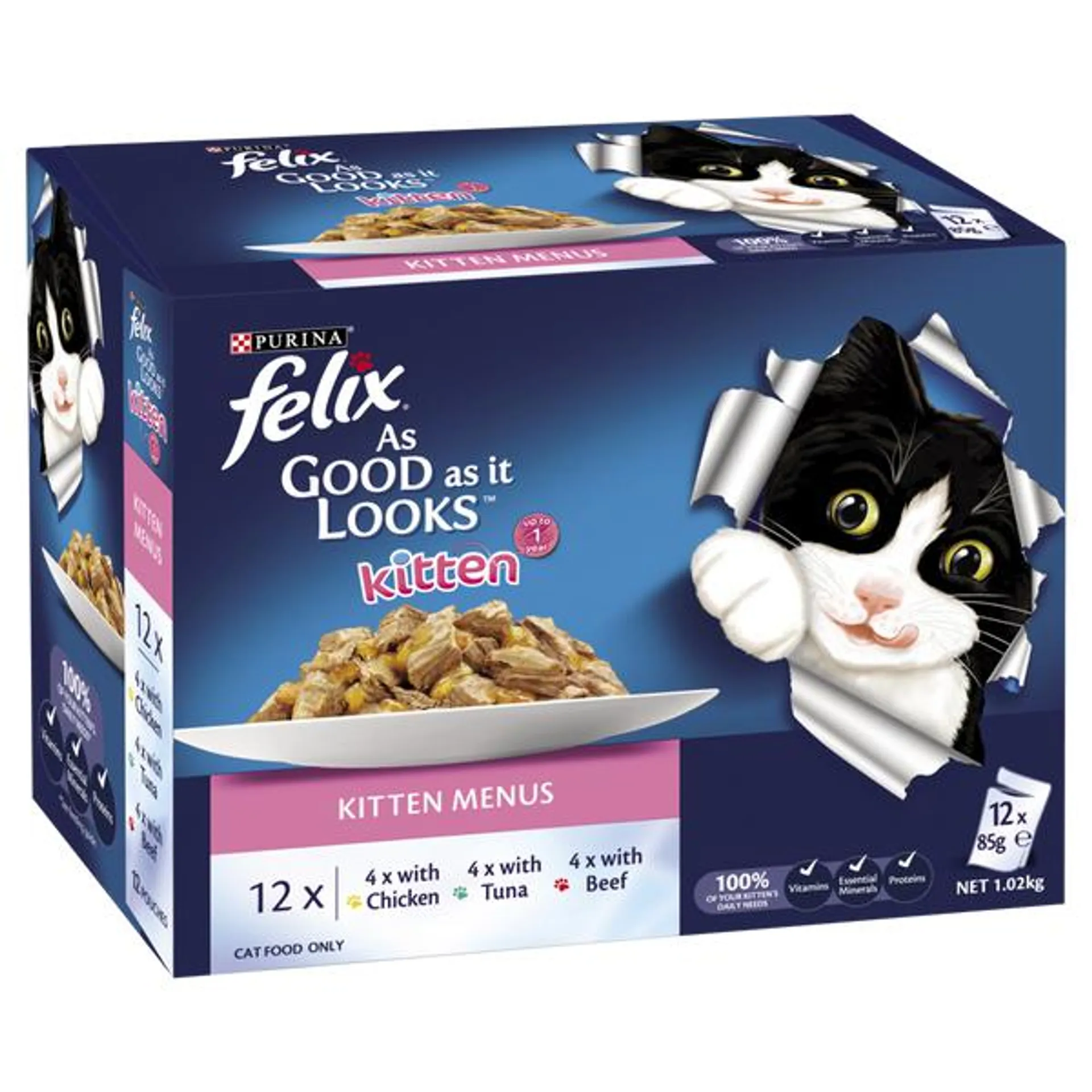 FELIX - Multi-Pack Kitten Menus in Jelly Wet Cat Food (85g x 12pk)