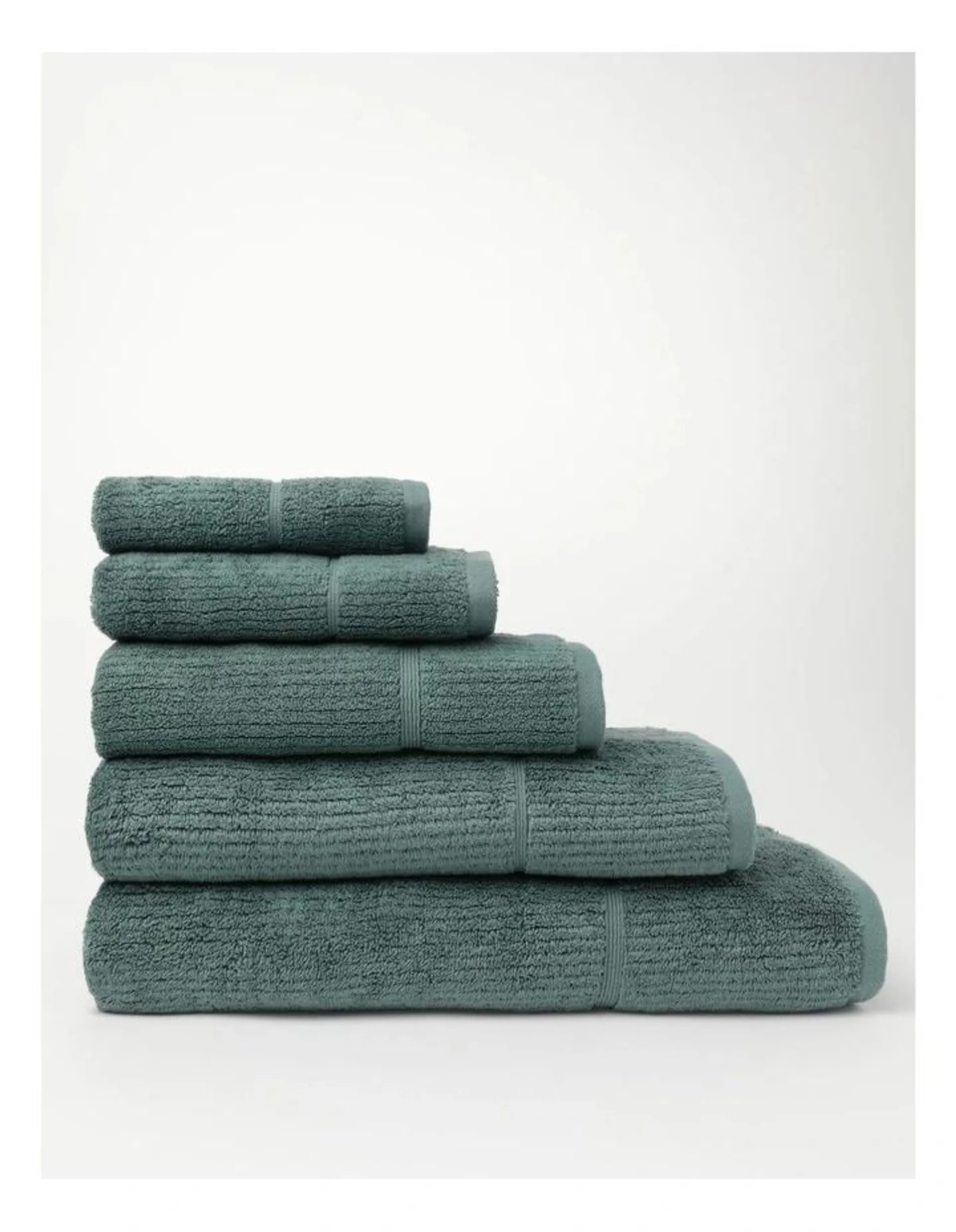 Combed Cotton Ribbed Towel Range in Sea Pine