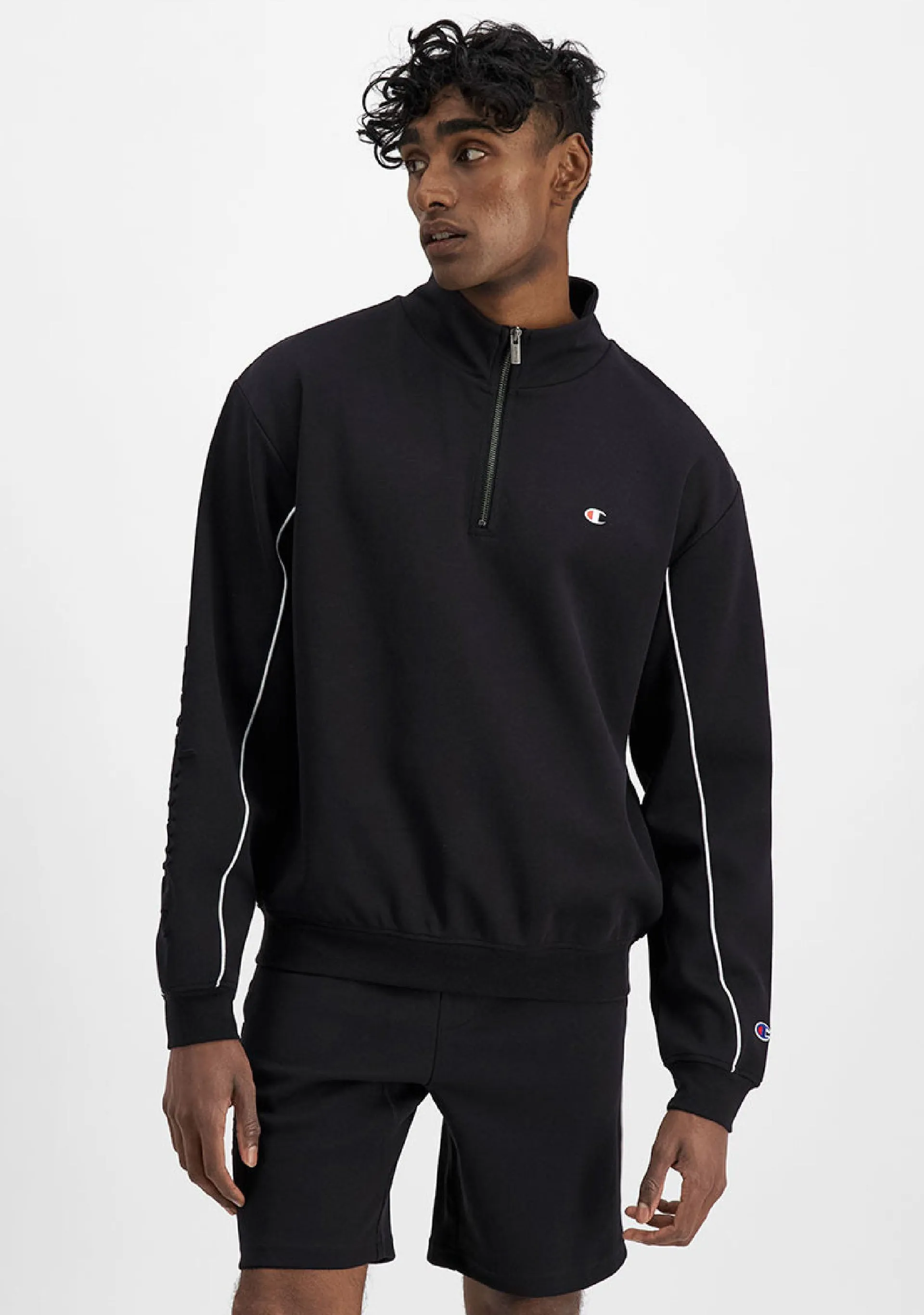 Champion Mens Rochester Athletic Quarter Zip AVKFN BLK