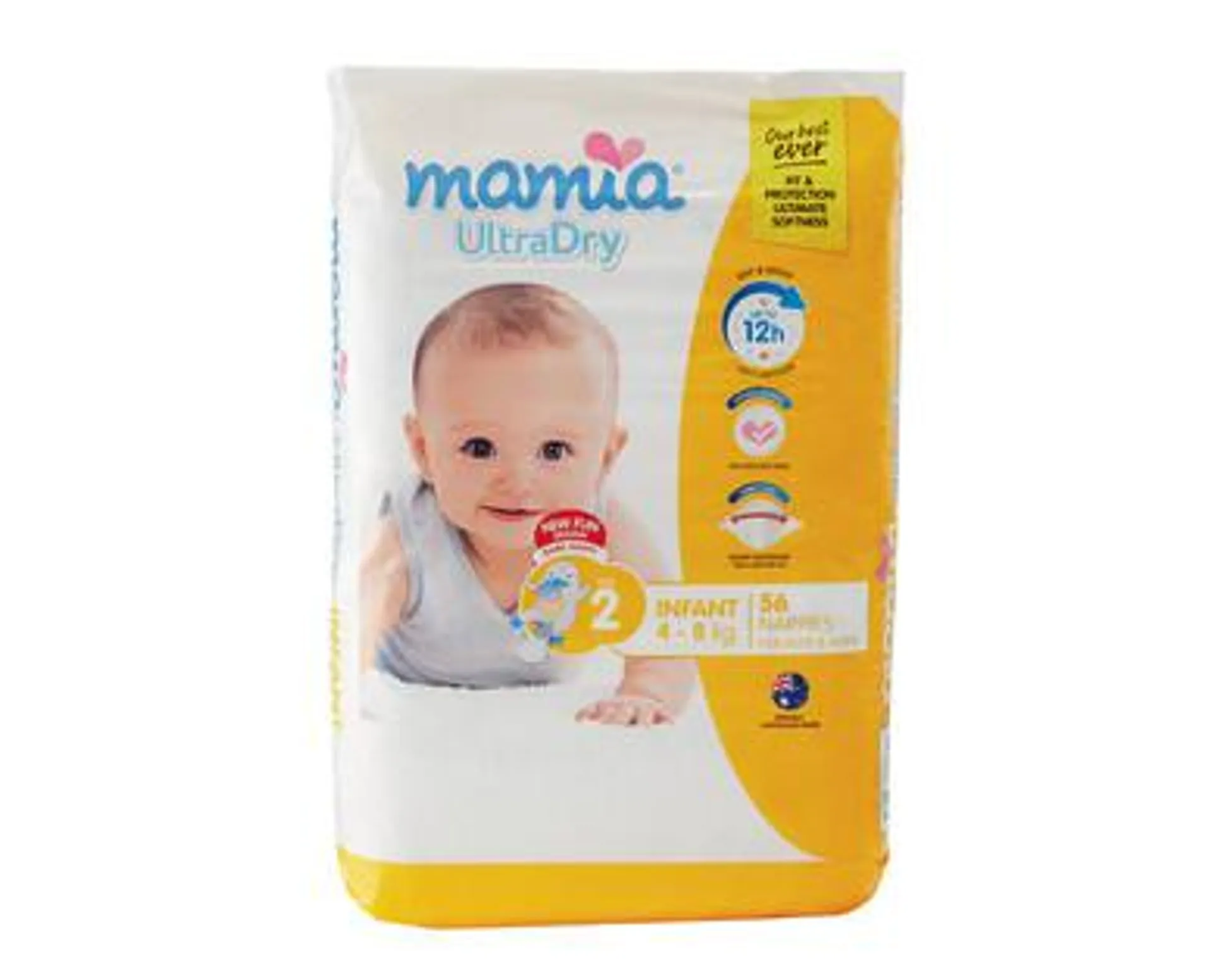 MAMIA ® Unisex Infant Nappies 4kg-8kg 56pk