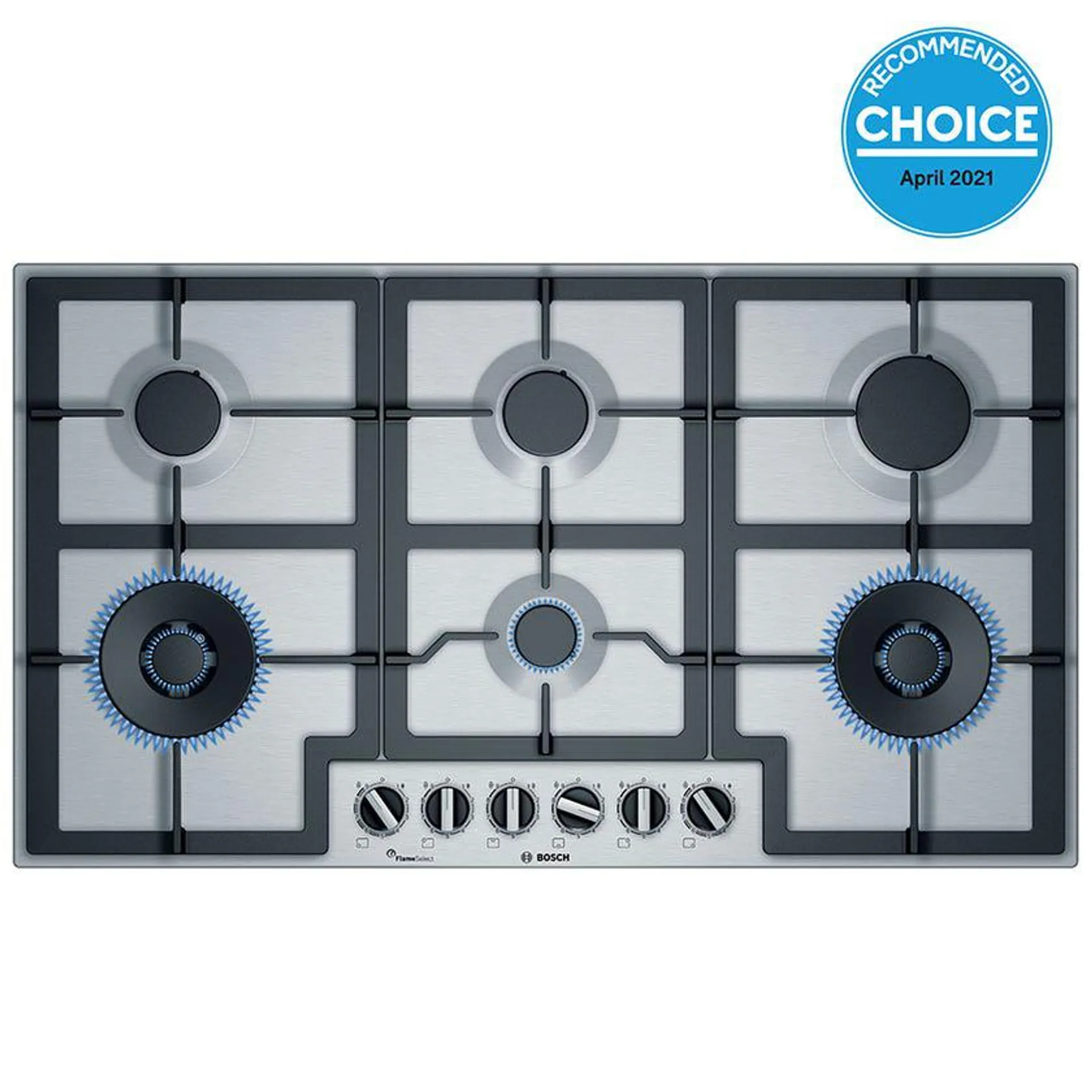 Bosch PCT9A5B90A 90cm Stainless Steel Gas Cooktop