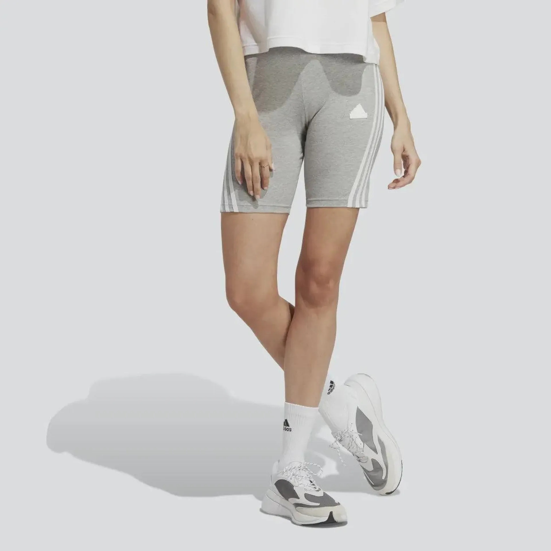 ADIDAS FUTURE ICONS 3 -STRIPE BIKE SHORTS - WOMEN - GREY