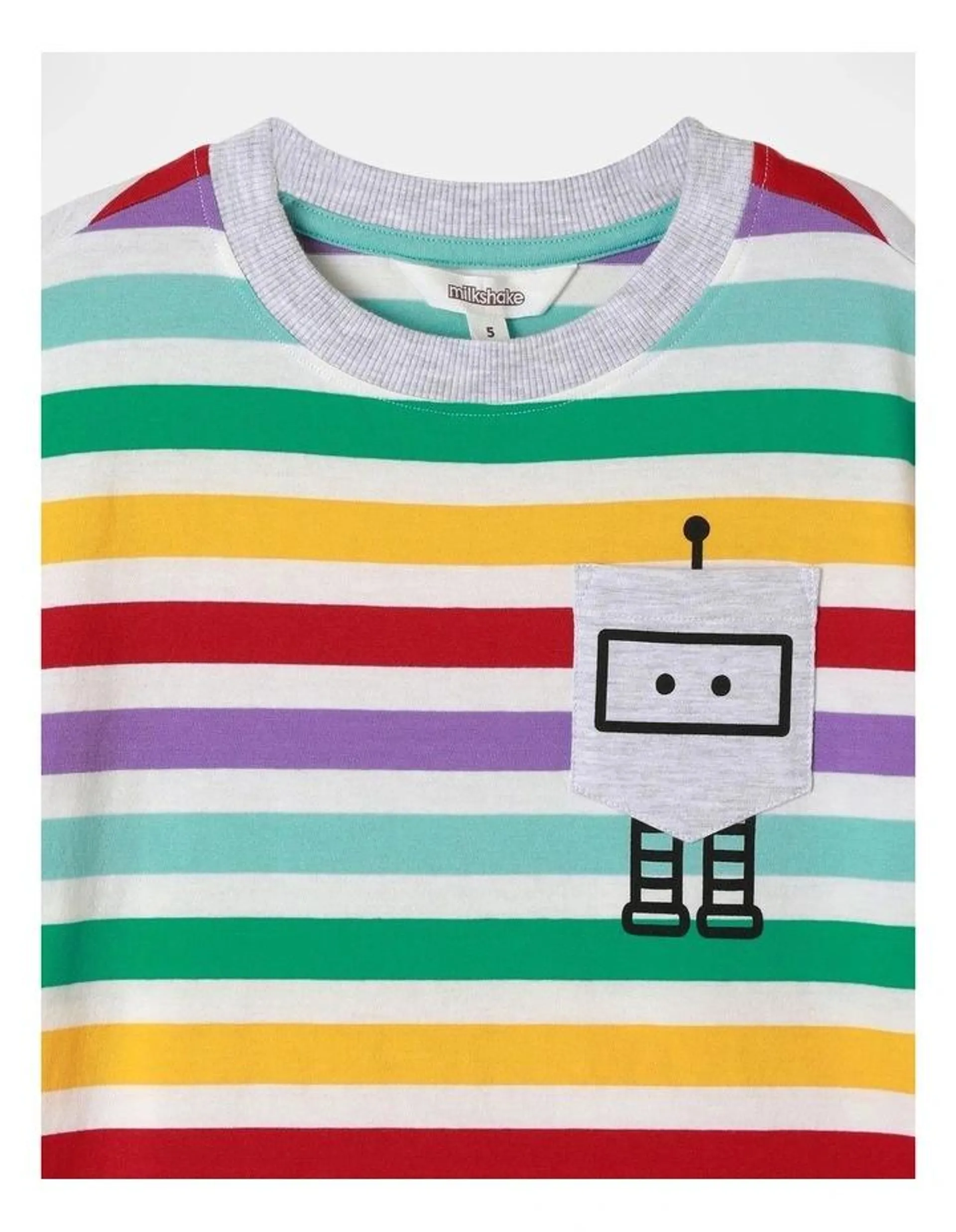 Stripe T-Shirt with Pocket in Rainbow