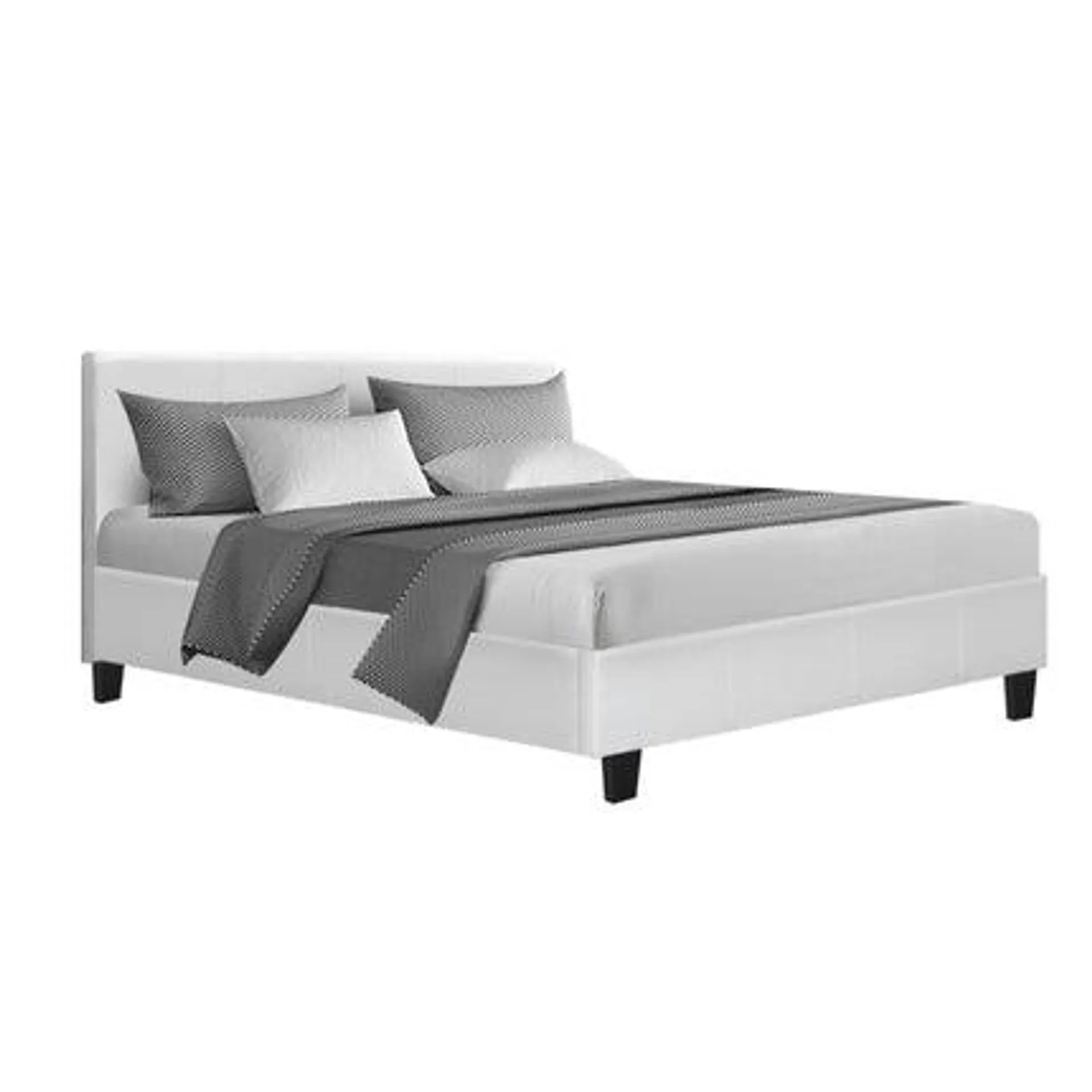 Neo Bed Frame PU Leather - White Double