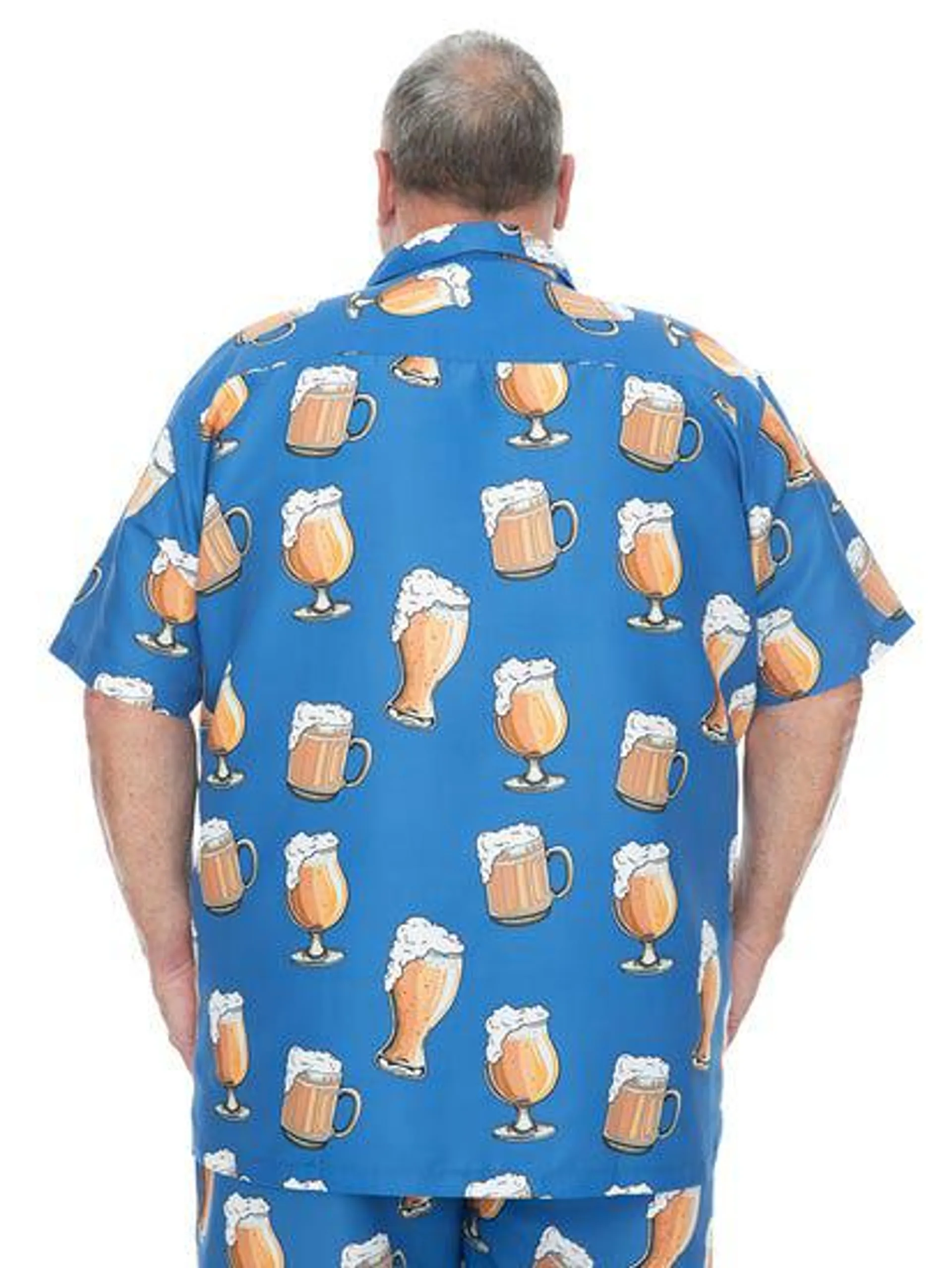 Big Mens Party Shirt Blue Beer