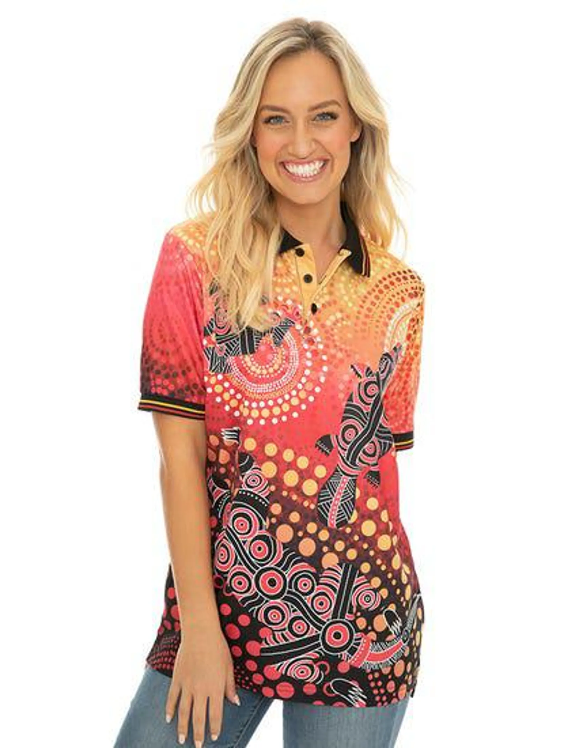 Gwiyaala Aboriginal Art T Shirt Lizard Platypus Frog Orange