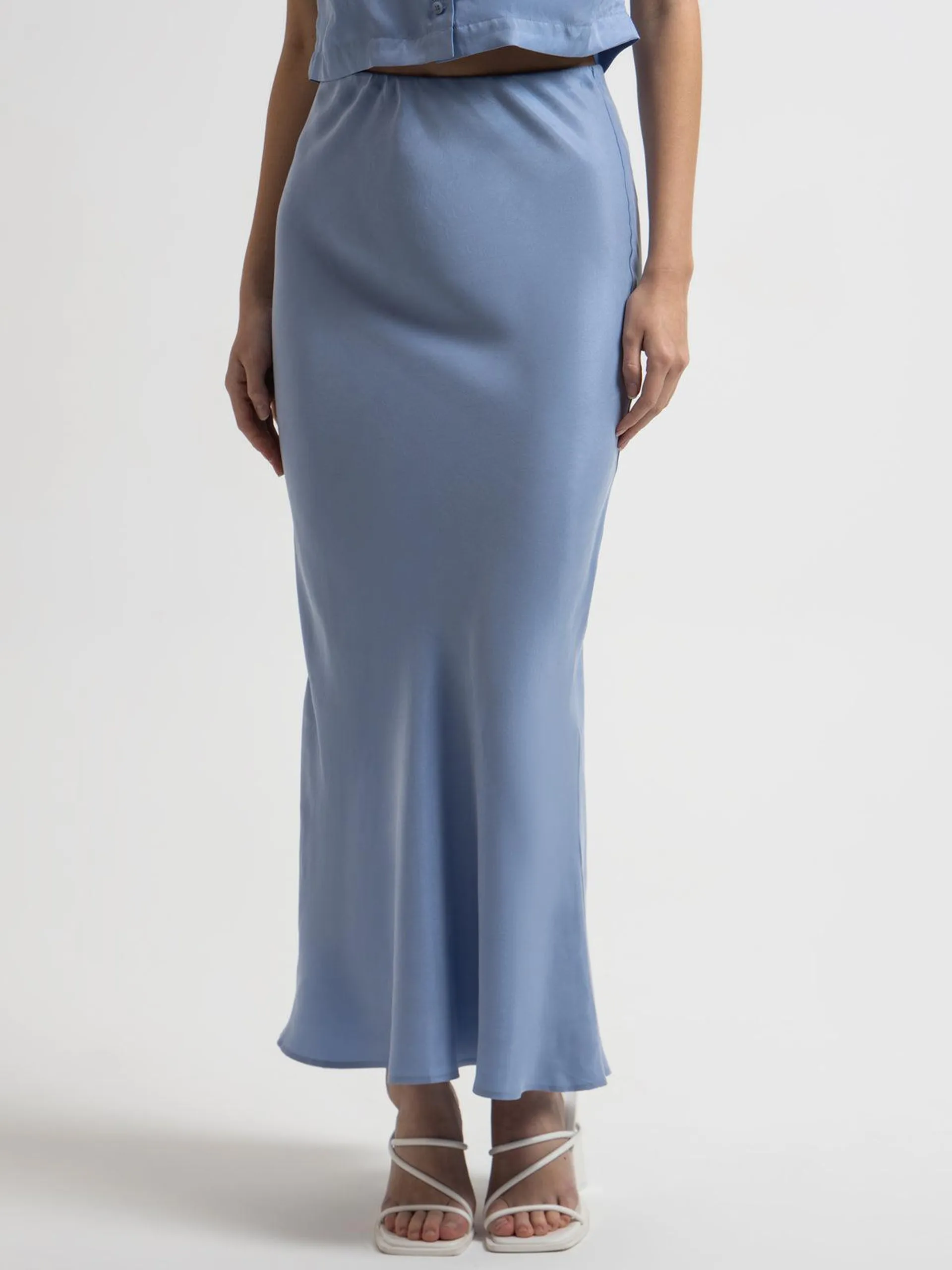 Ines Cupro Skirt in Mineral Blue