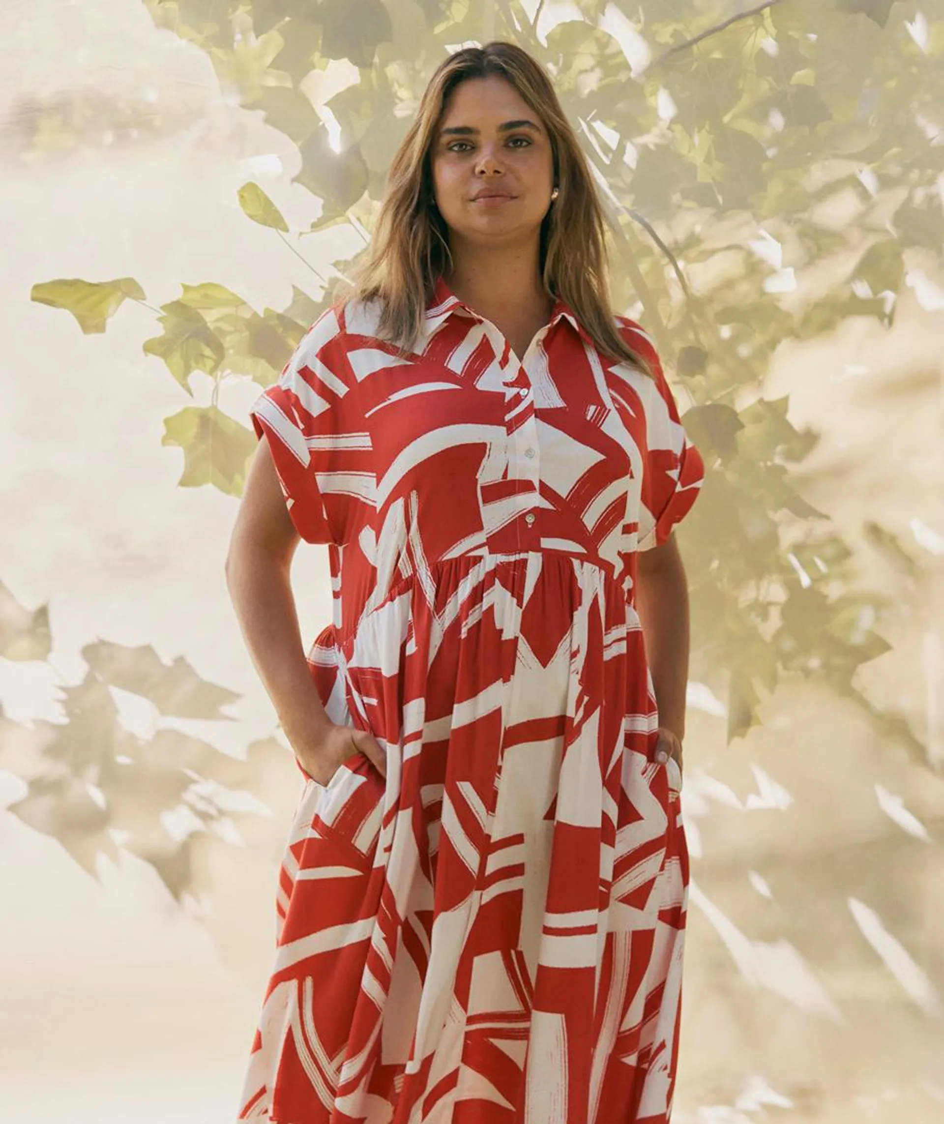 Red Abstract Print Dress