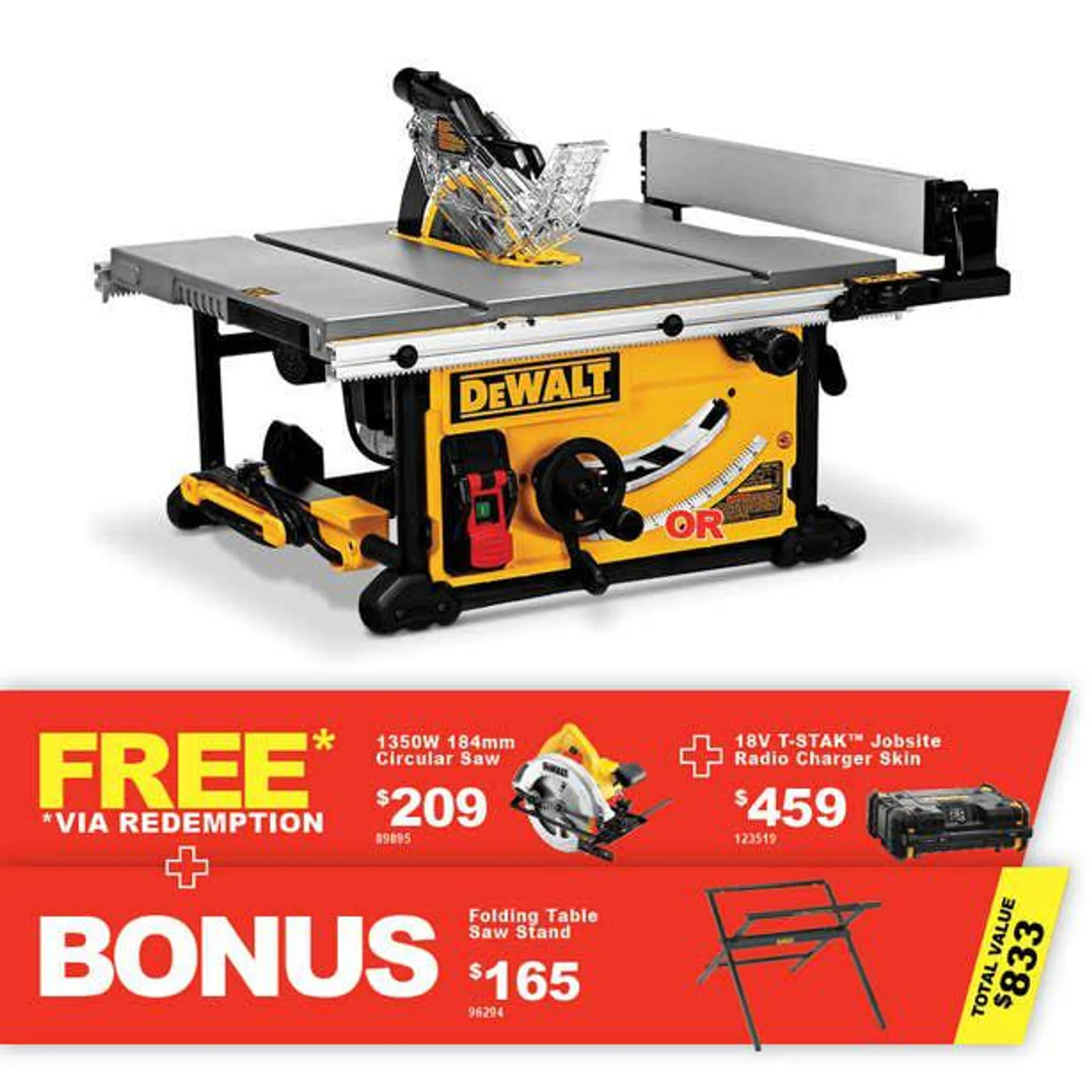 DEWALT 2000W 254mm Table Saw DWE7491-XE