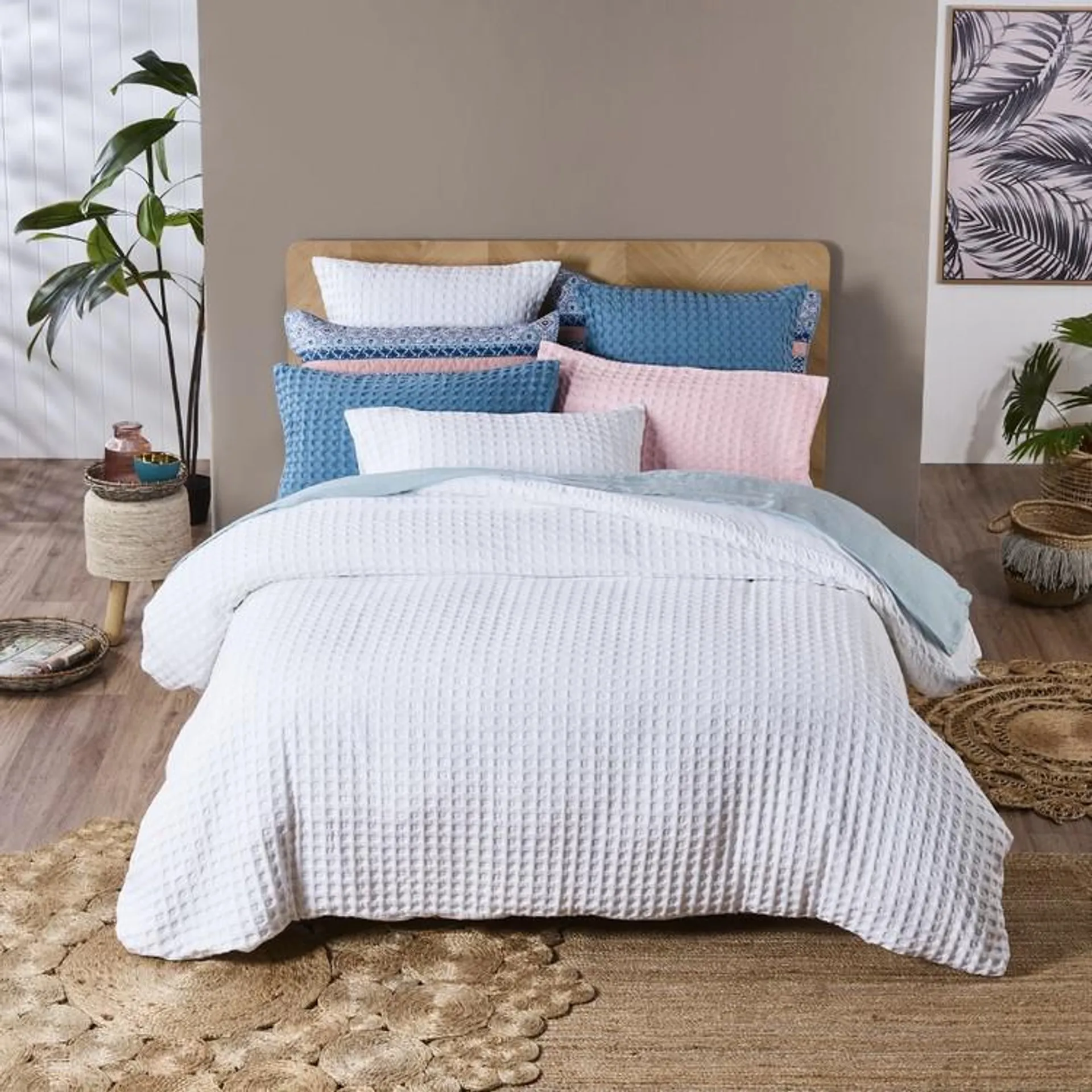 KOO Oliver Waffle Quilt Cover Set White