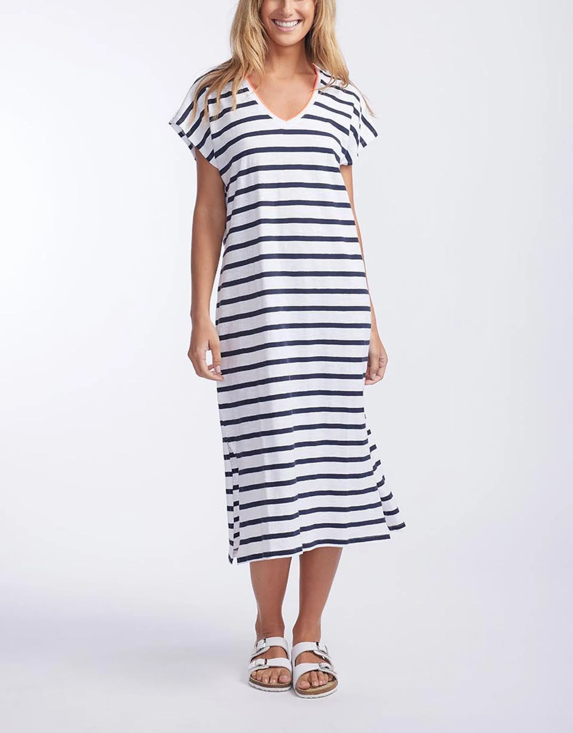 St. Lucia T-Shirt Dress - Navy/White Stripe