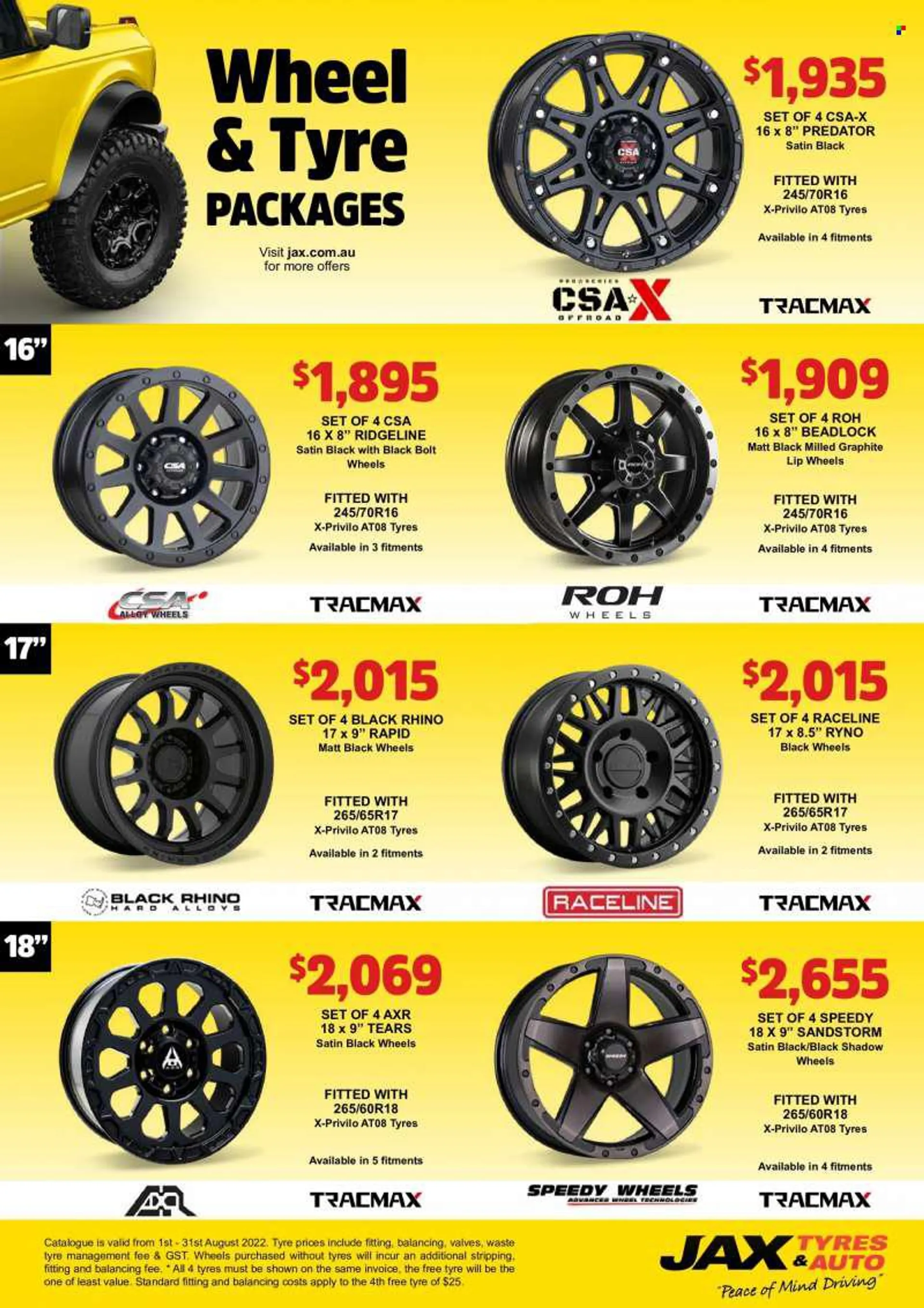 JAX Tyres Catalogue - 1 Aug 2022 - 31 Aug 2022 - Sales products - tires. Page 9.
