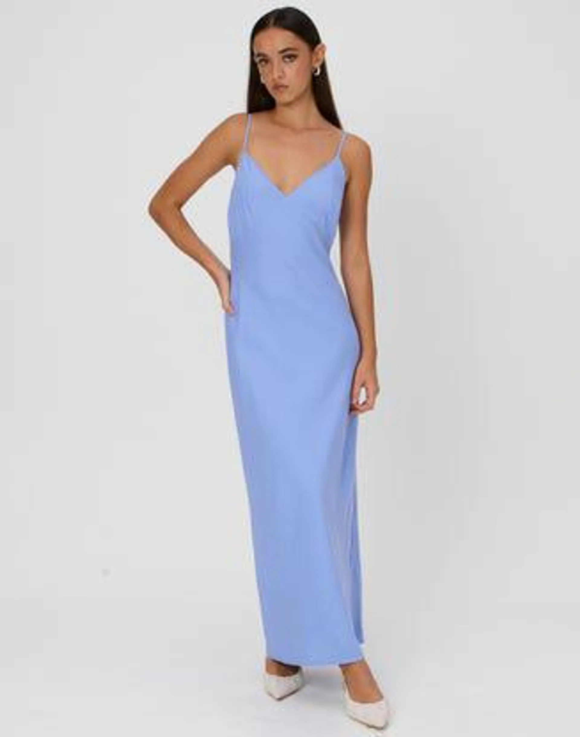 Linen Blend Bias Maxi Dress