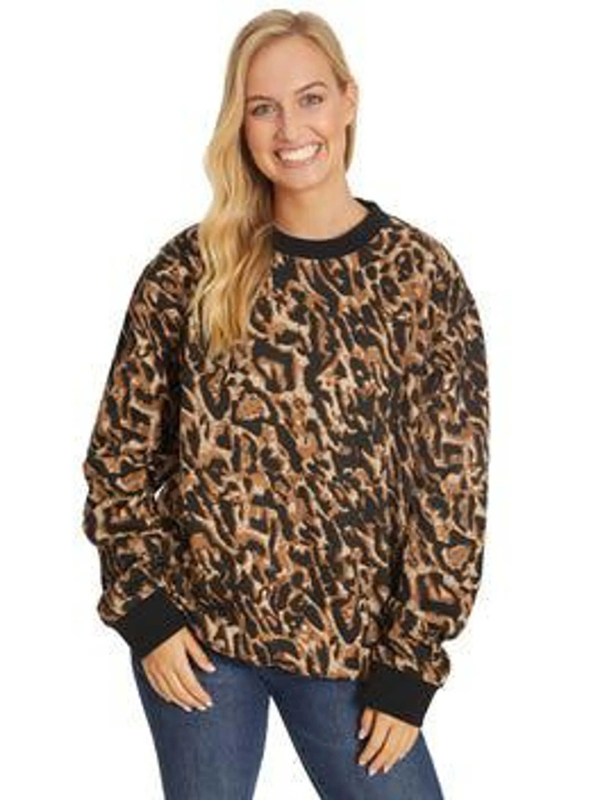 Lowes Fleece Sloppy Joe In Animal Print