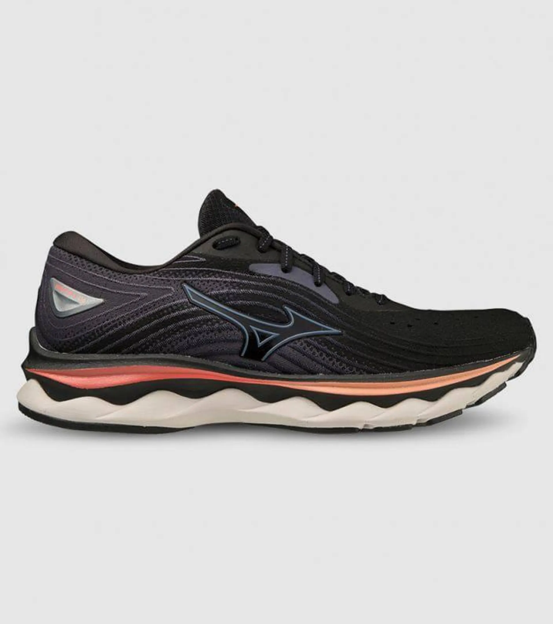 Mizuno Wave Sky 6 - Womens - Black/Quicksilver/Hot Coral