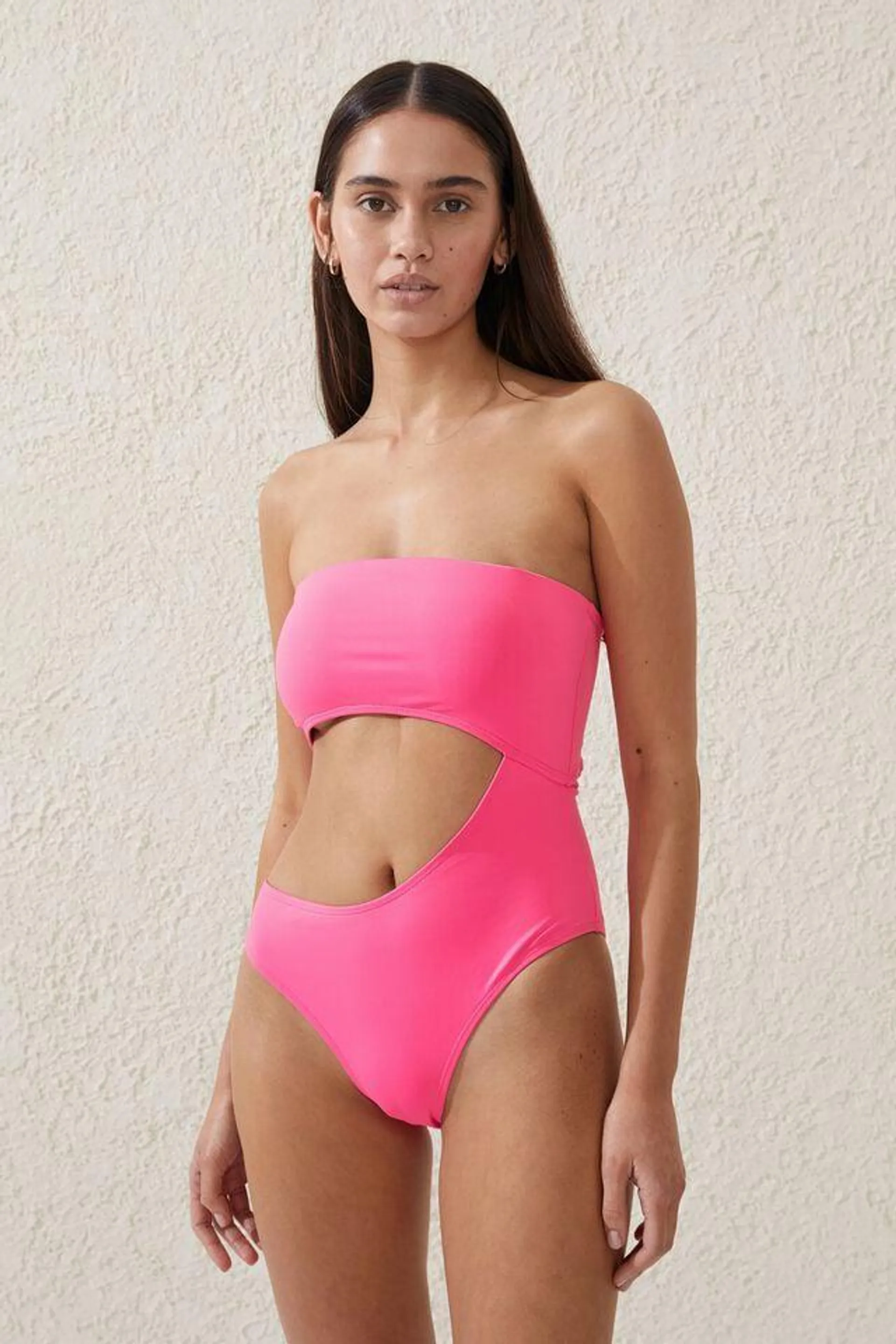 Strapless Cut Out One Piece Brazilian