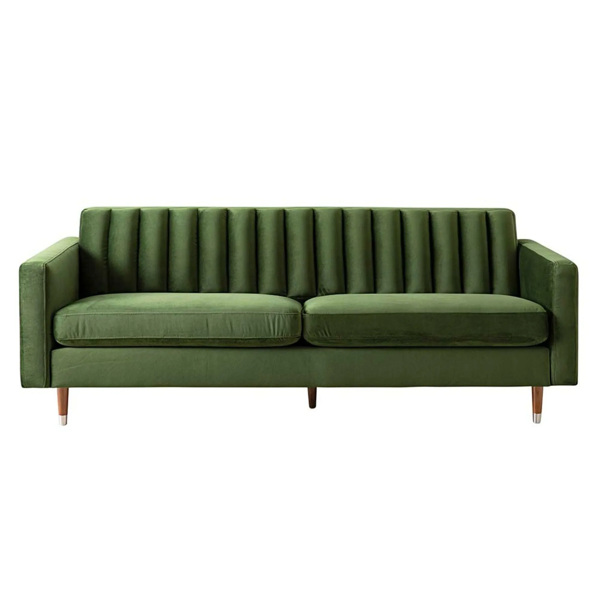 Stitch 3 Seater Velvet Sofa Olive Green C-031
