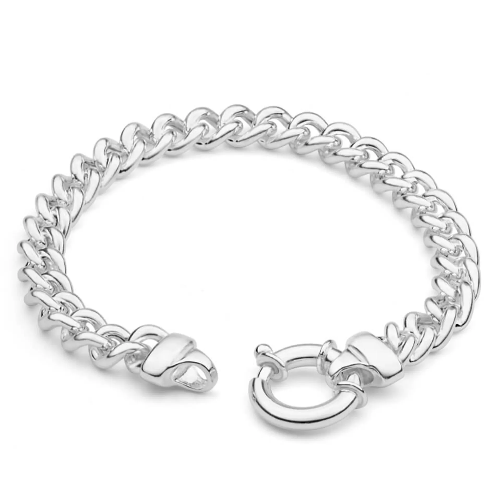 Sterling Silver Hollow Curb Boltring Bracelet