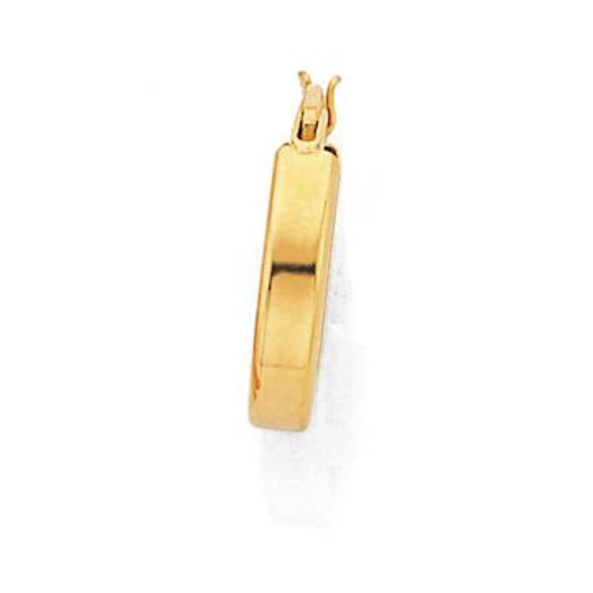 9ct Gold Square Single Hoop Earring - 10mm Internal Diameter 10mm