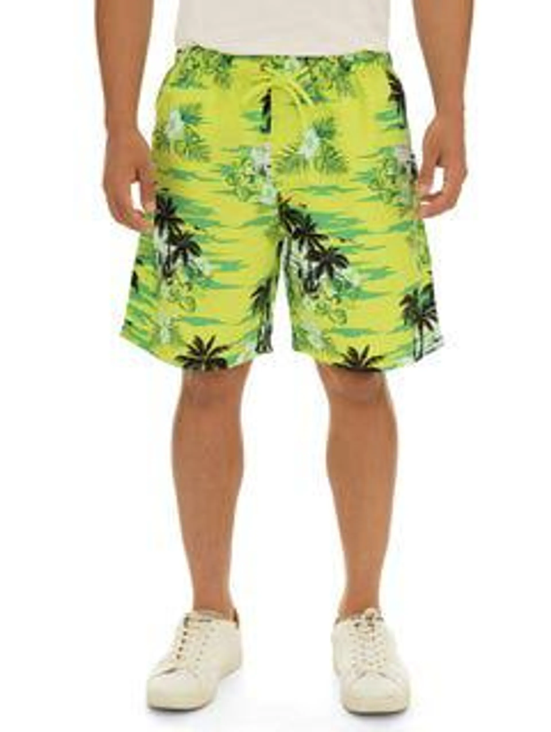 Lowes Lime Tropical Hawaiian Elastic Waist Short