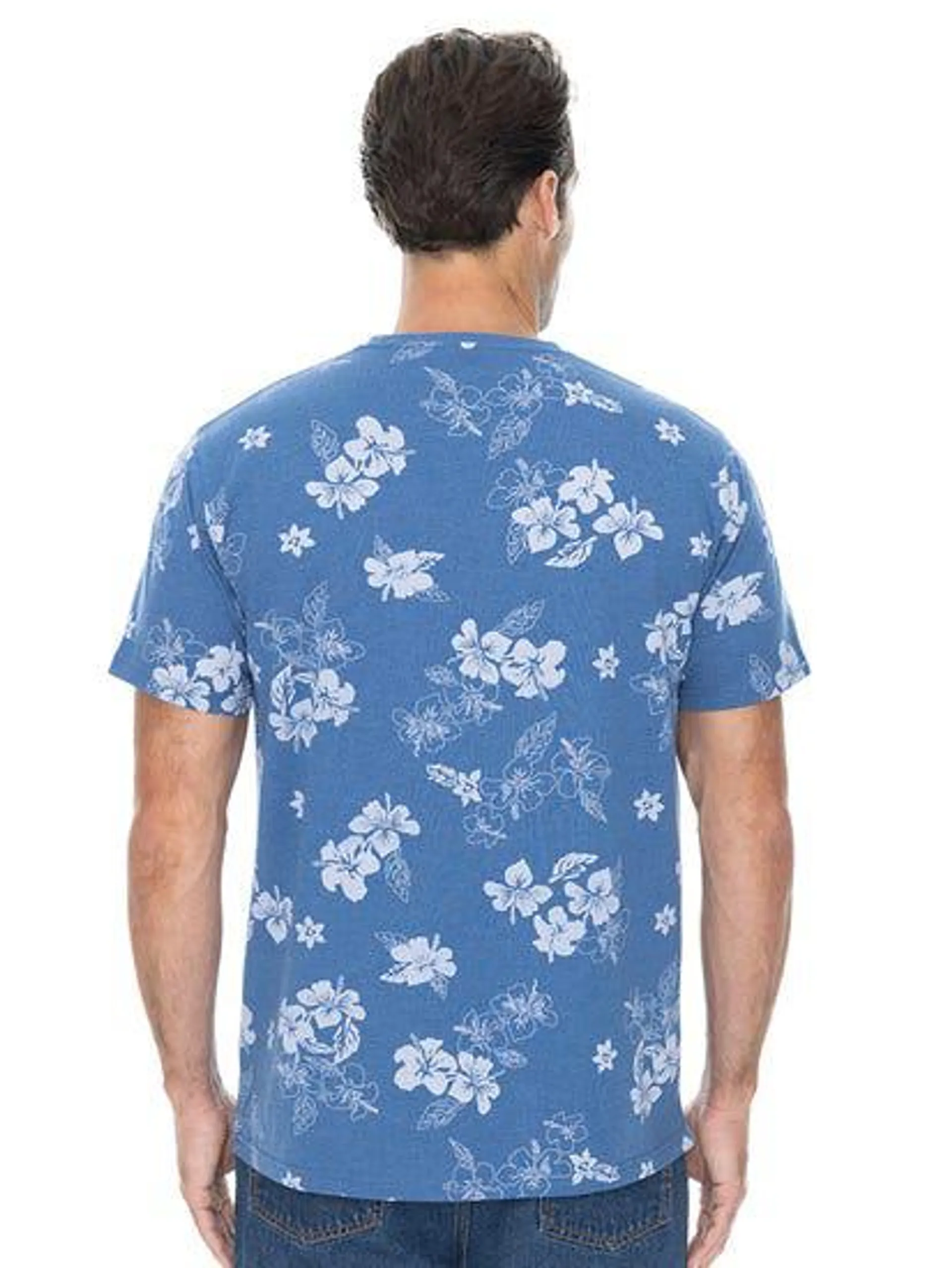 Lowes Mens Print Hawaiian Blue T-shirt
